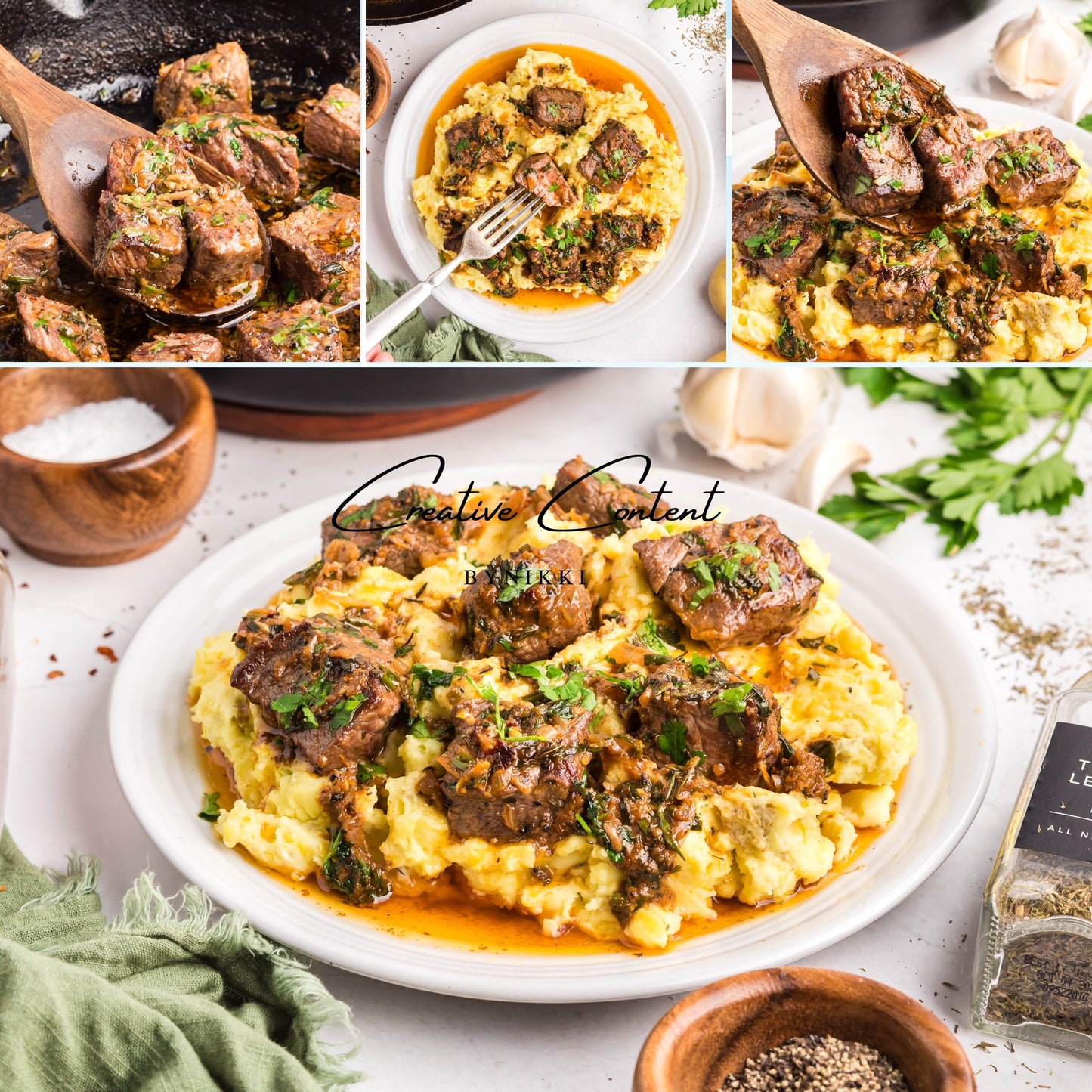 Cowboy Garlic Buttered Steak Bites + Roasted Garlic Mashed Potatoes -  Exclusive