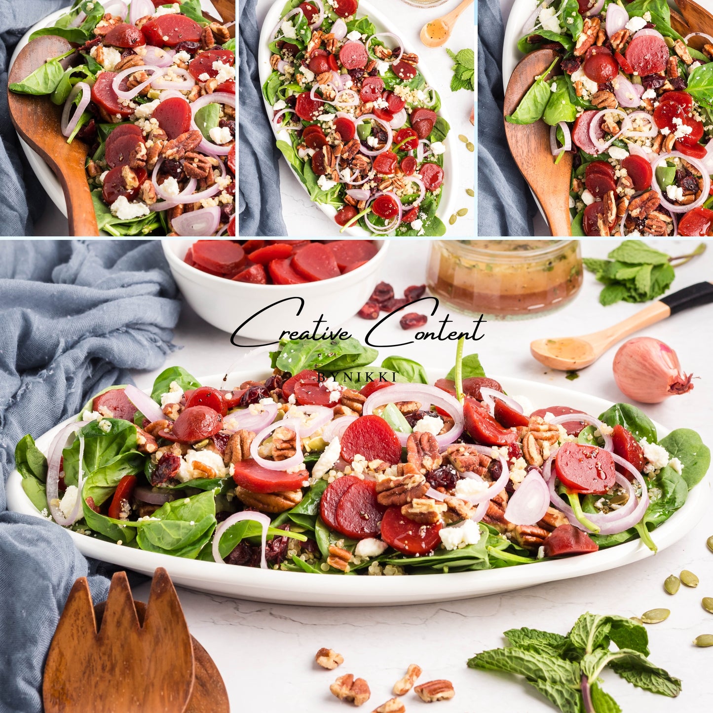 Beet Salad With Feta Cheese + Mint Vinaigrette
- Set 1 of 2