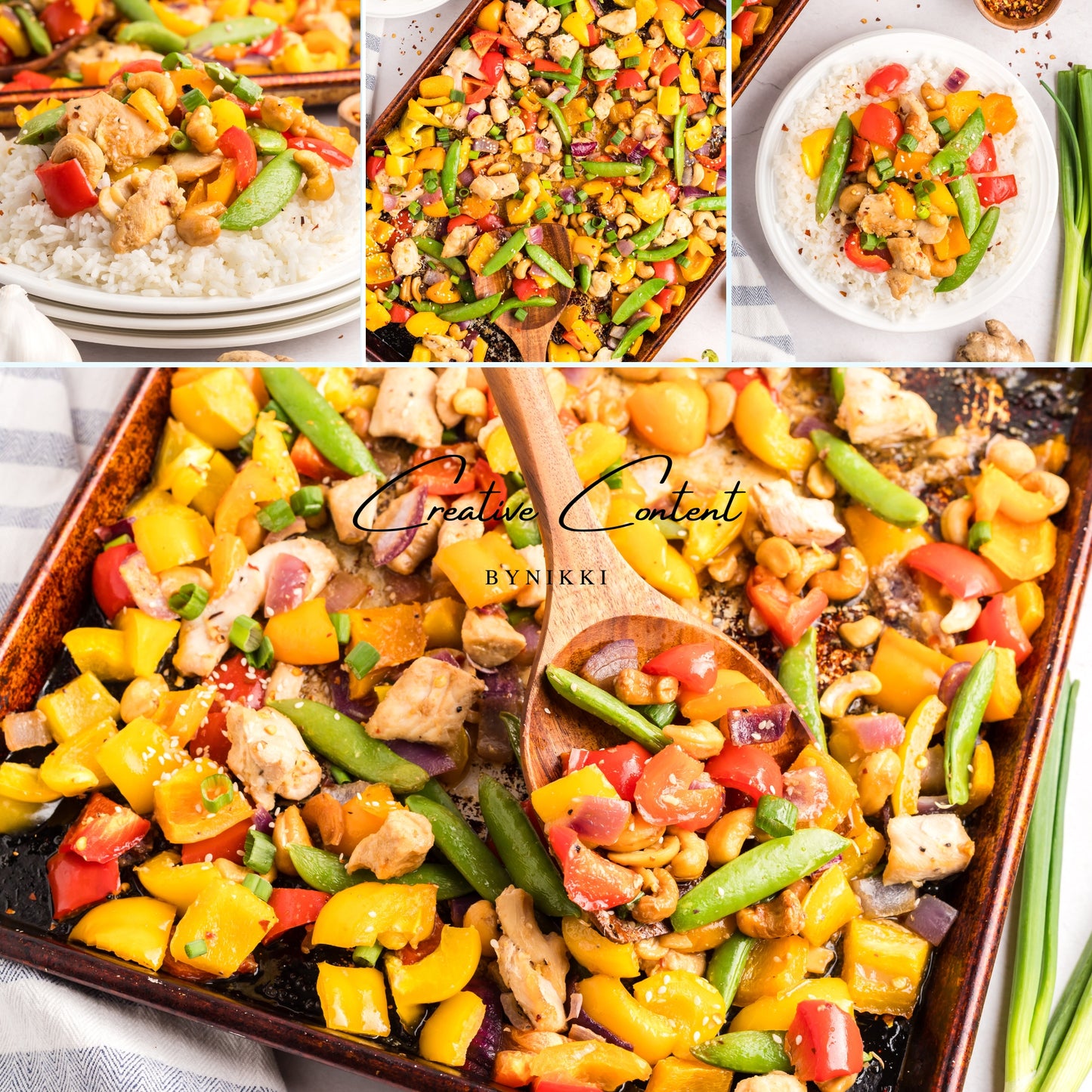 Sheet Pan Cashew Chicken Stir Fry - Ingredients + A Few In Process + 21 Heroes - Exclusive