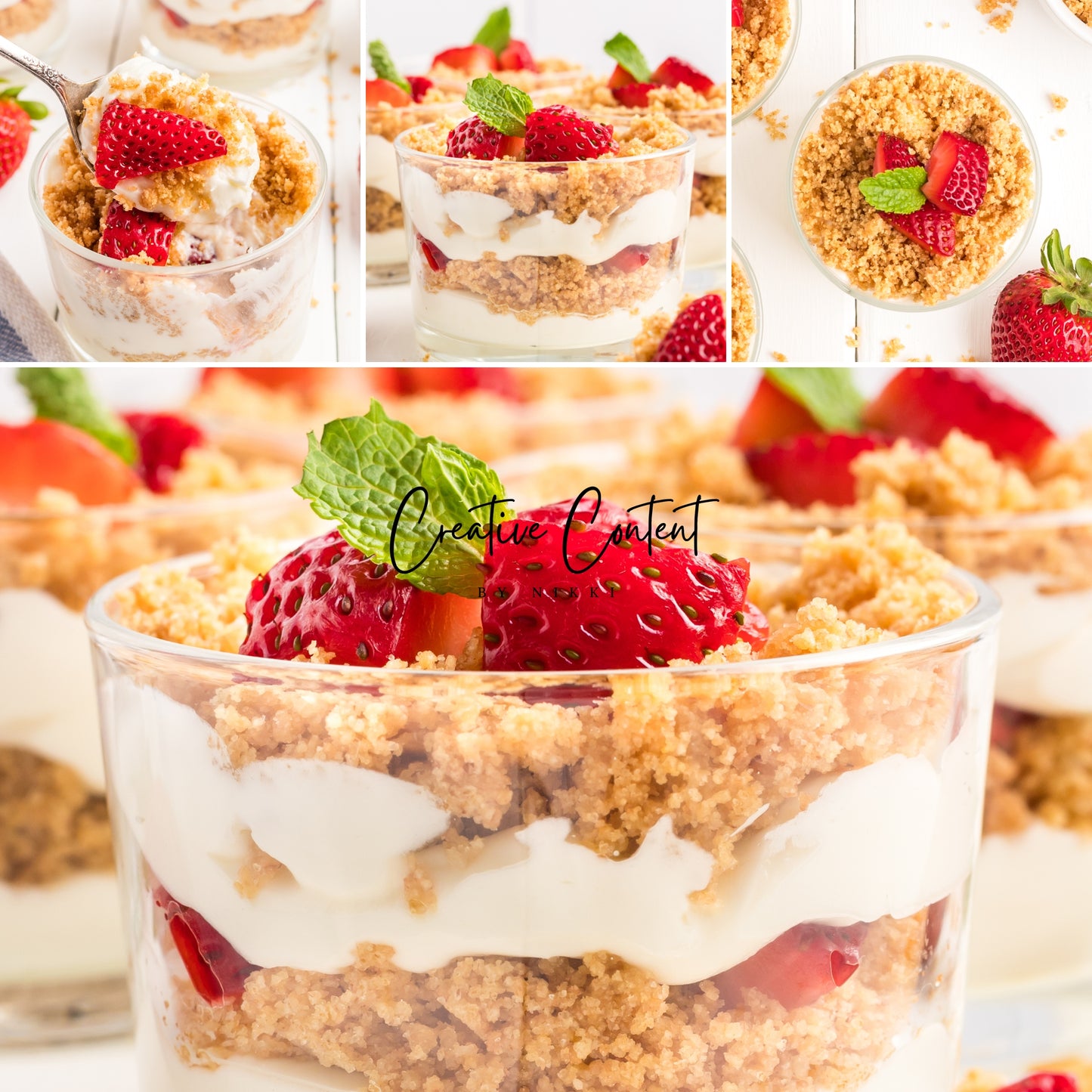 No Bake Strawberry Cheesecake Parfaits - Set 2 of 2
