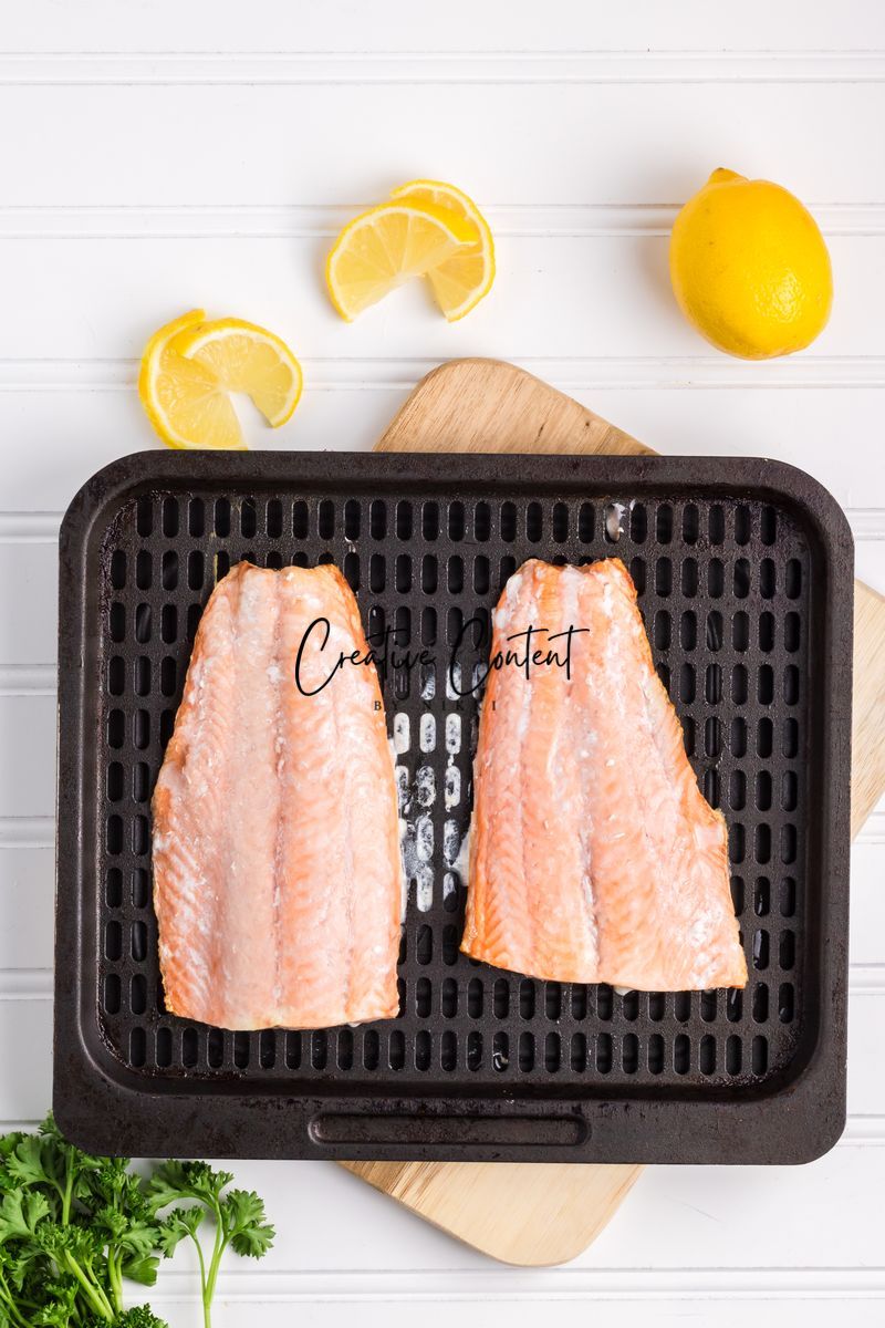 Air Fryer Frozen Salmon - Exclusive (only air fryer trays shown / no air fryer)