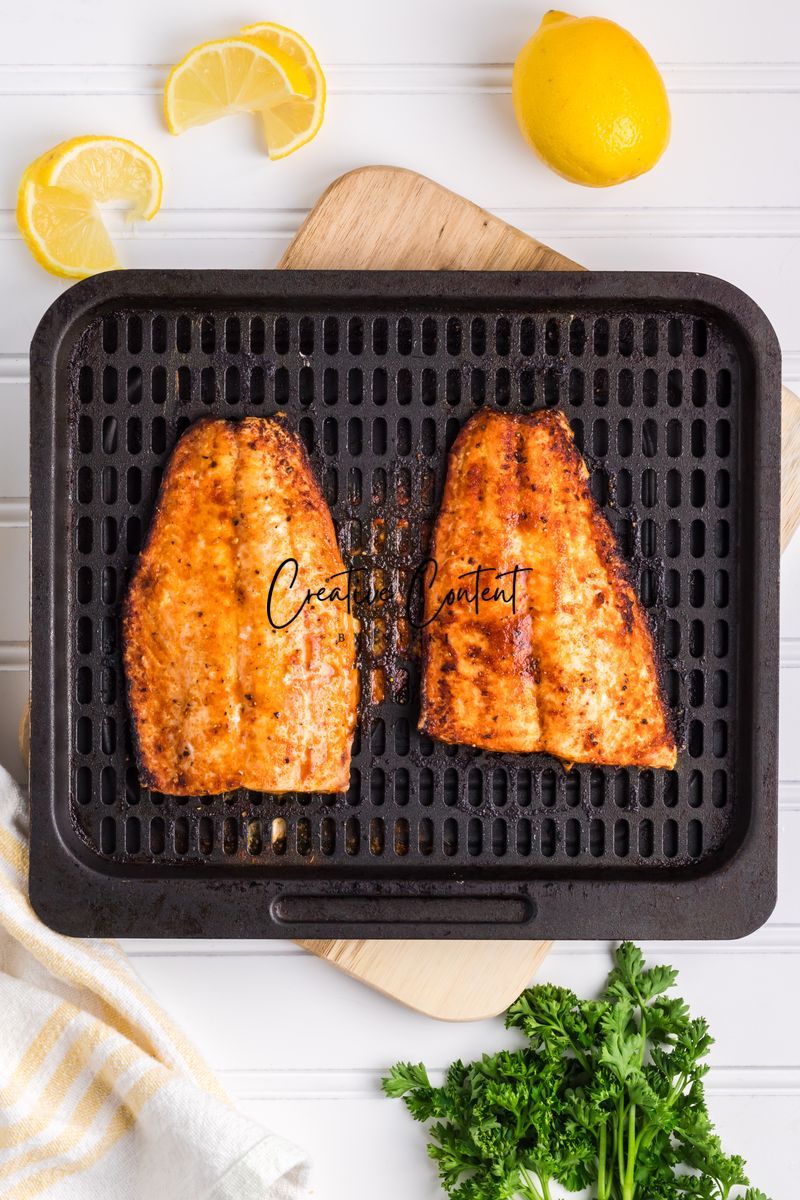 Air Fryer Frozen Salmon - Exclusive (only air fryer trays shown / no air fryer)