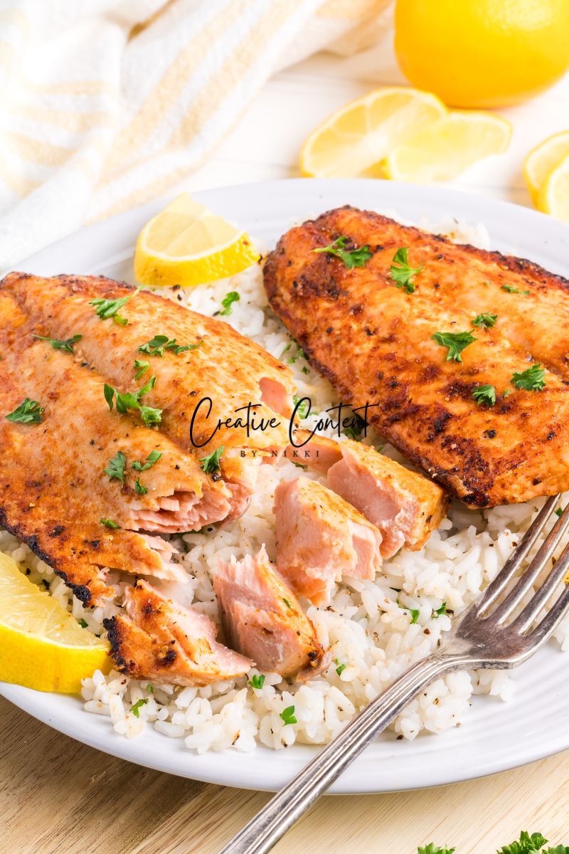 Air Fryer Frozen Salmon - Exclusive (only air fryer trays shown / no air fryer)