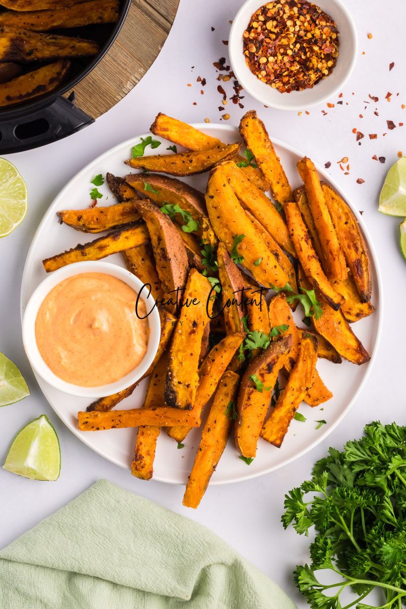 Air Fryer Sweet Potato Wedges + Spicy Mayo (2 recipes) - Set 1 of 3