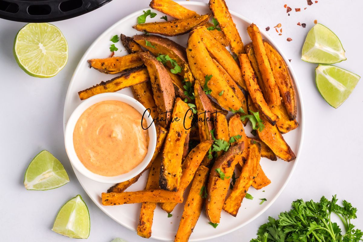Air Fryer Sweet Potato Wedges + Spicy Mayo (2 recipes) - Set 1 of 3