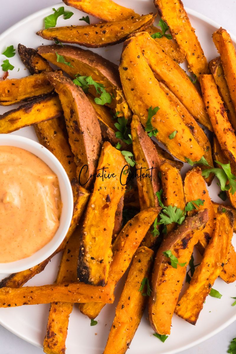 Air Fryer Sweet Potato Wedges + Spicy Mayo (2 recipes) - Set 1 of 3