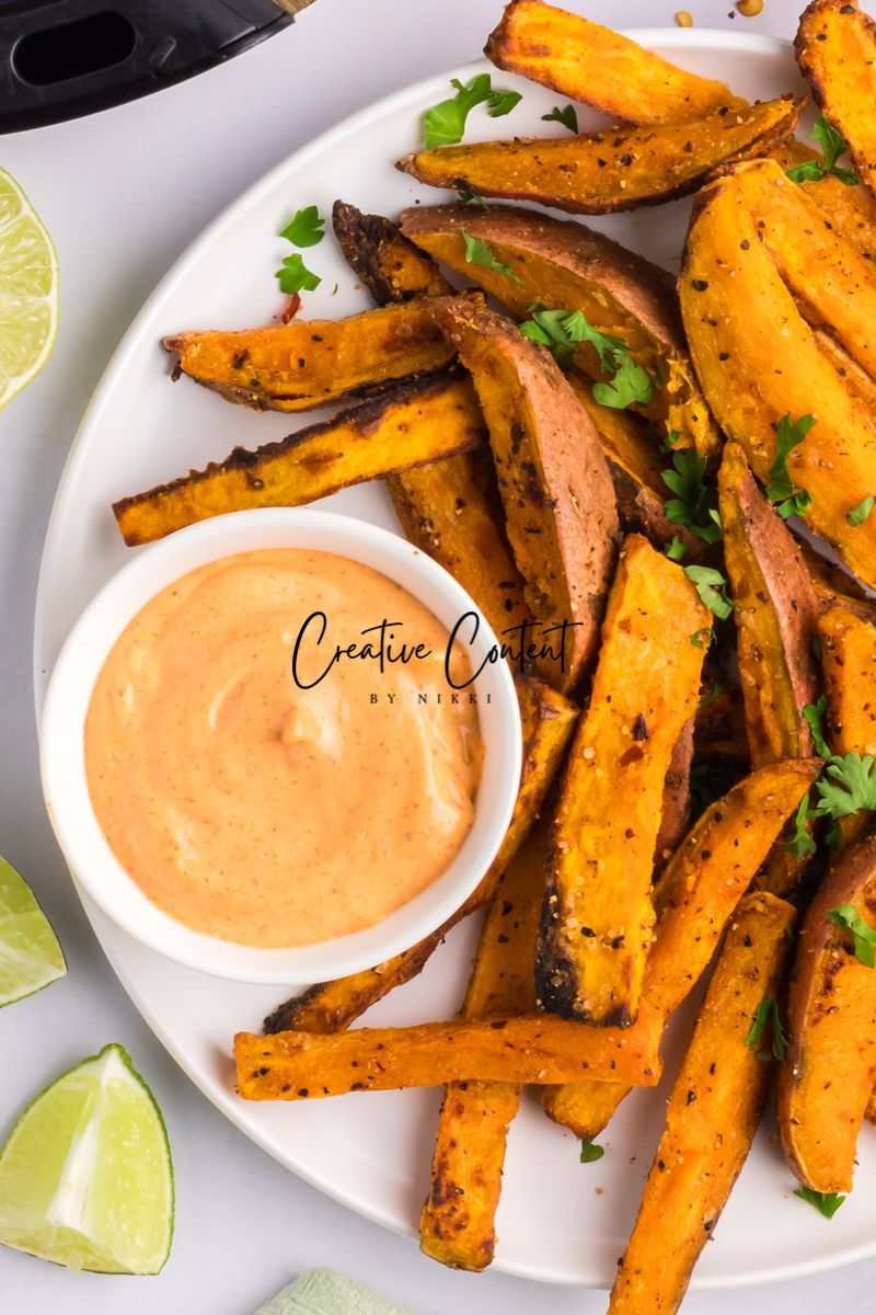 Air Fryer Sweet Potato Wedges + Spicy Mayo (2 recipes) - Set 1 of 3