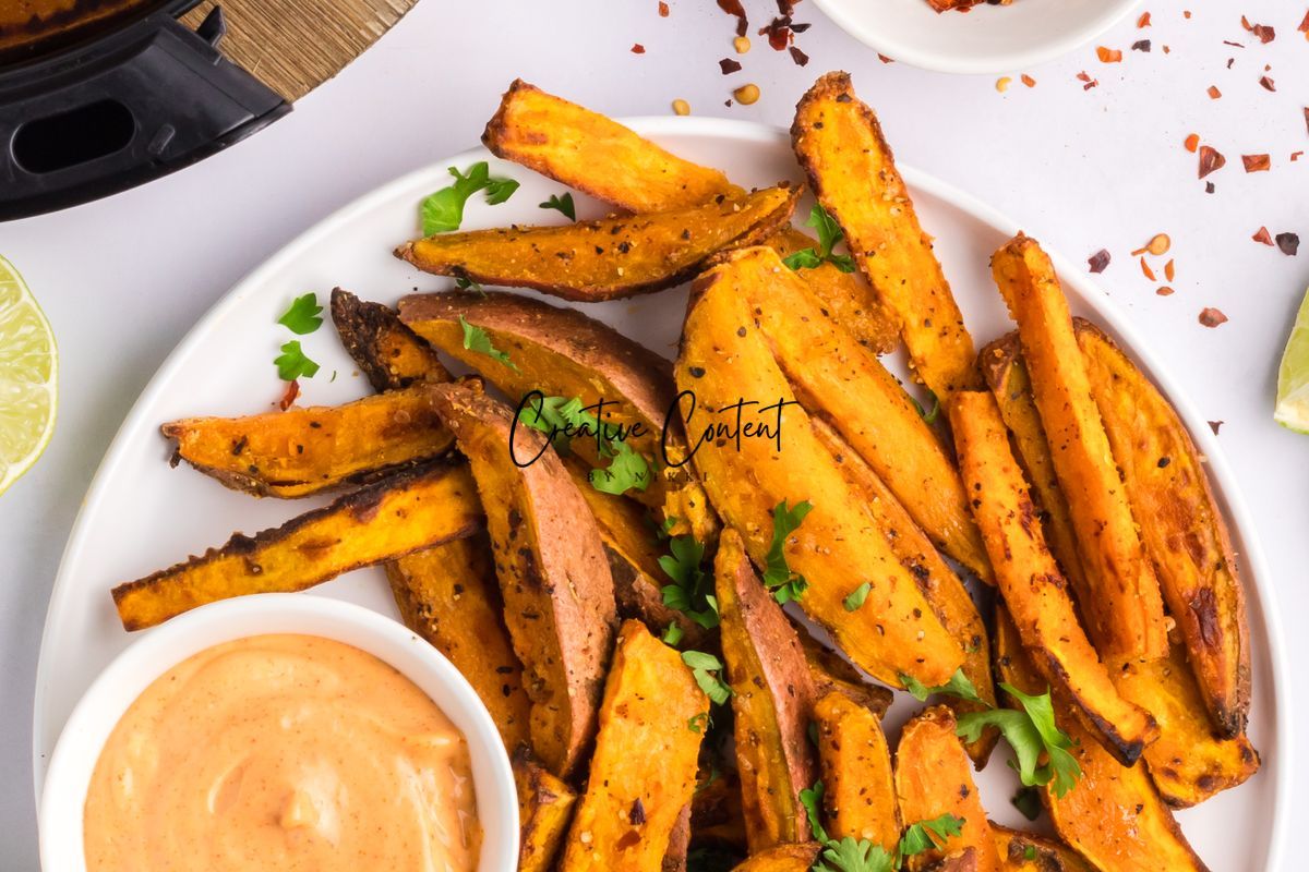 Air Fryer Sweet Potato Wedges + Spicy Mayo (2 recipes) - Set 1 of 3