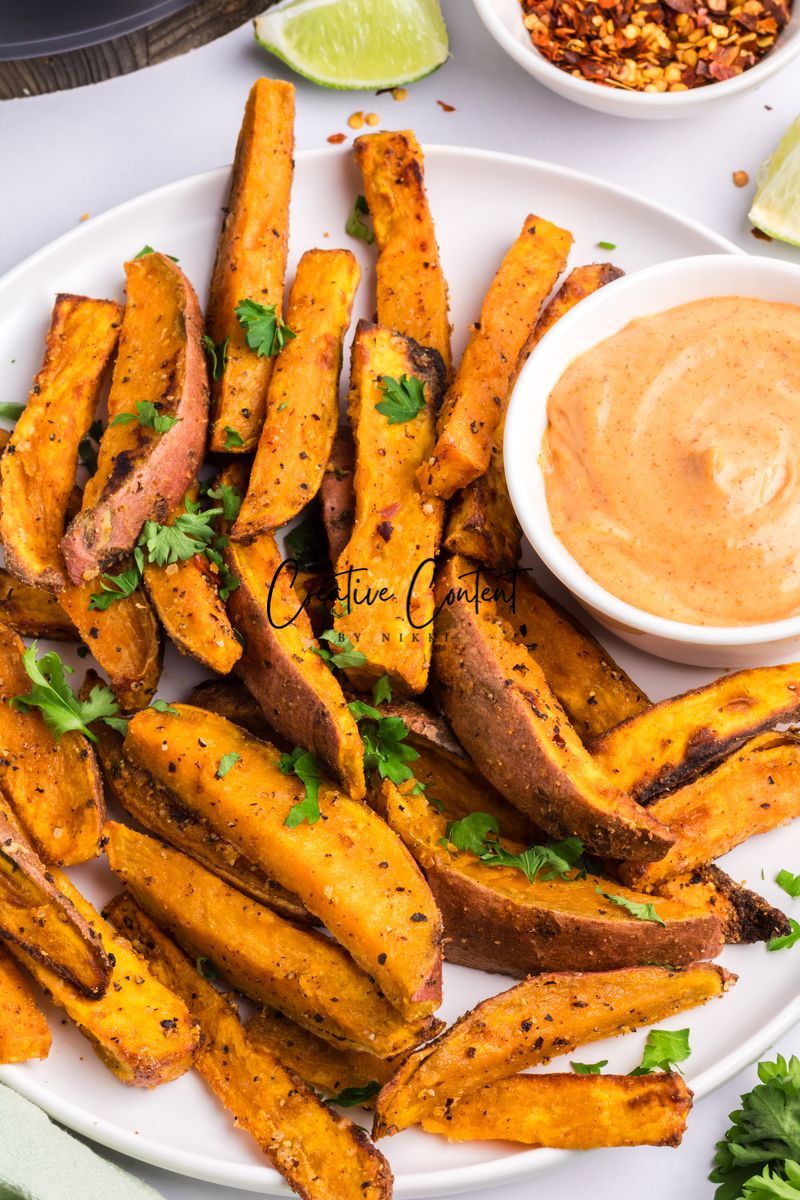 Air Fryer Sweet Potato Wedges + Spicy Mayo (2 recipes) - Set 1 of 3
