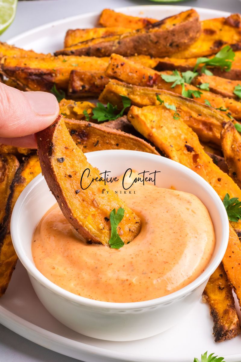 Air Fryer Sweet Potato Wedges + Spicy Mayo (2 recipes) - Set 1 of 3