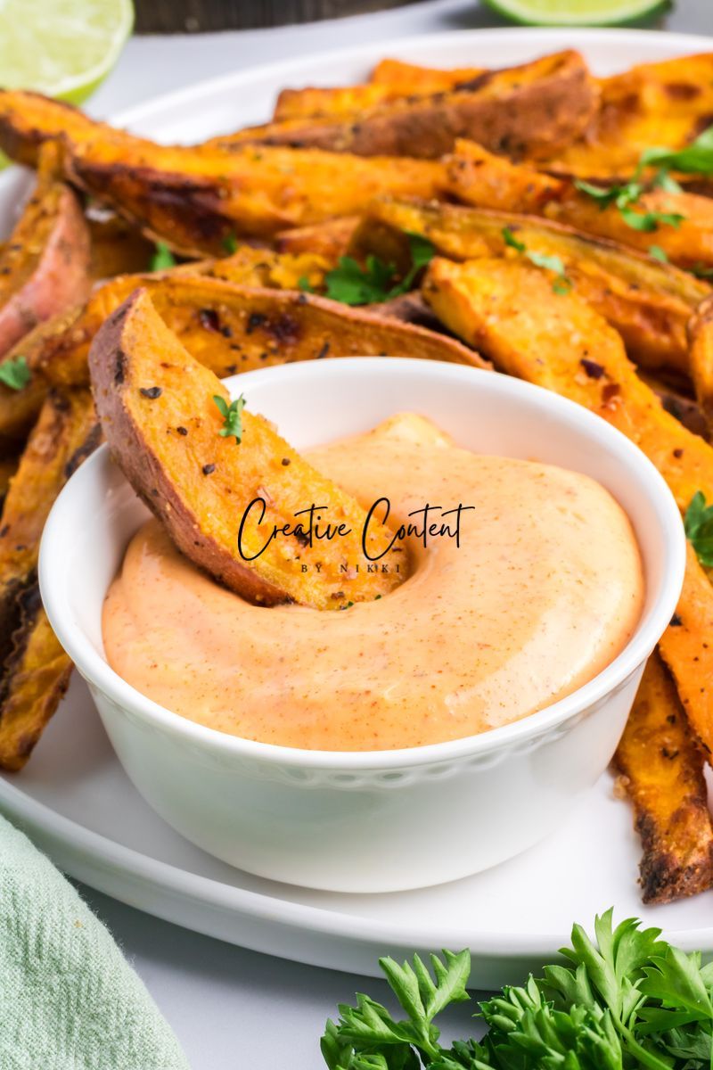 Air Fryer Sweet Potato Wedges + Spicy Mayo (2 recipes) - Set 1 of 3