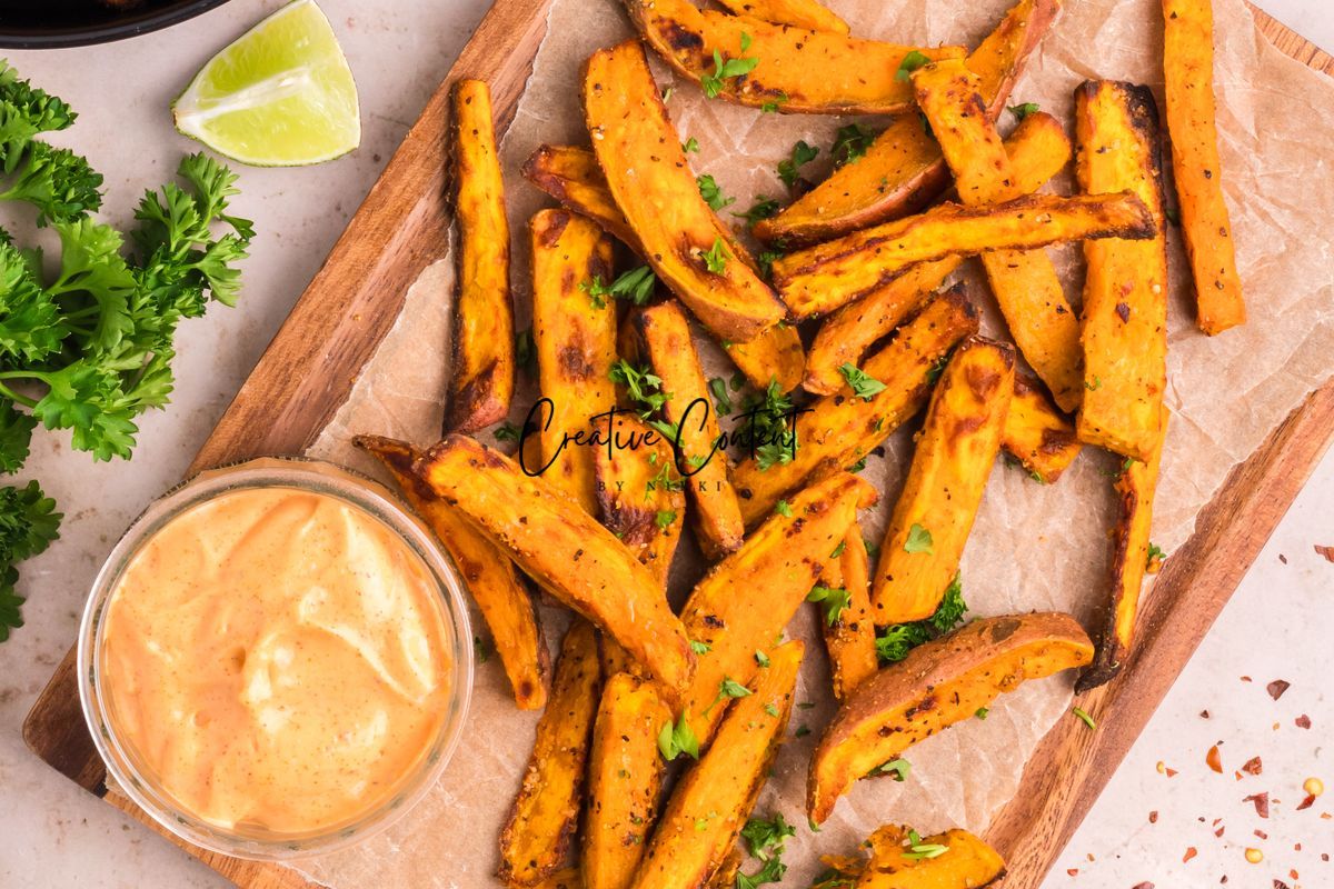 Air Fryer Sweet Potato Wedges + Spicy Mayo (2 recipes) - Set 2 of 3