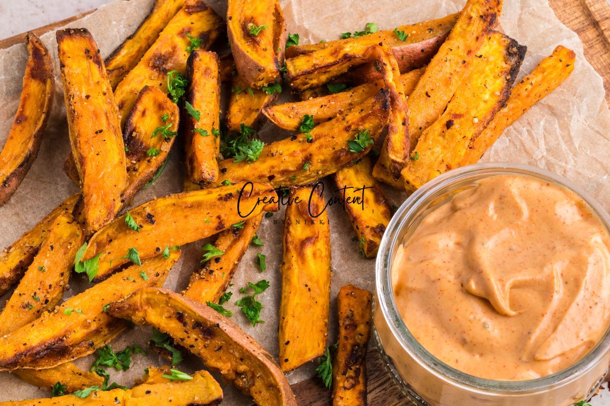 Air Fryer Sweet Potato Wedges + Spicy Mayo (2 recipes) - Set 2 of 3