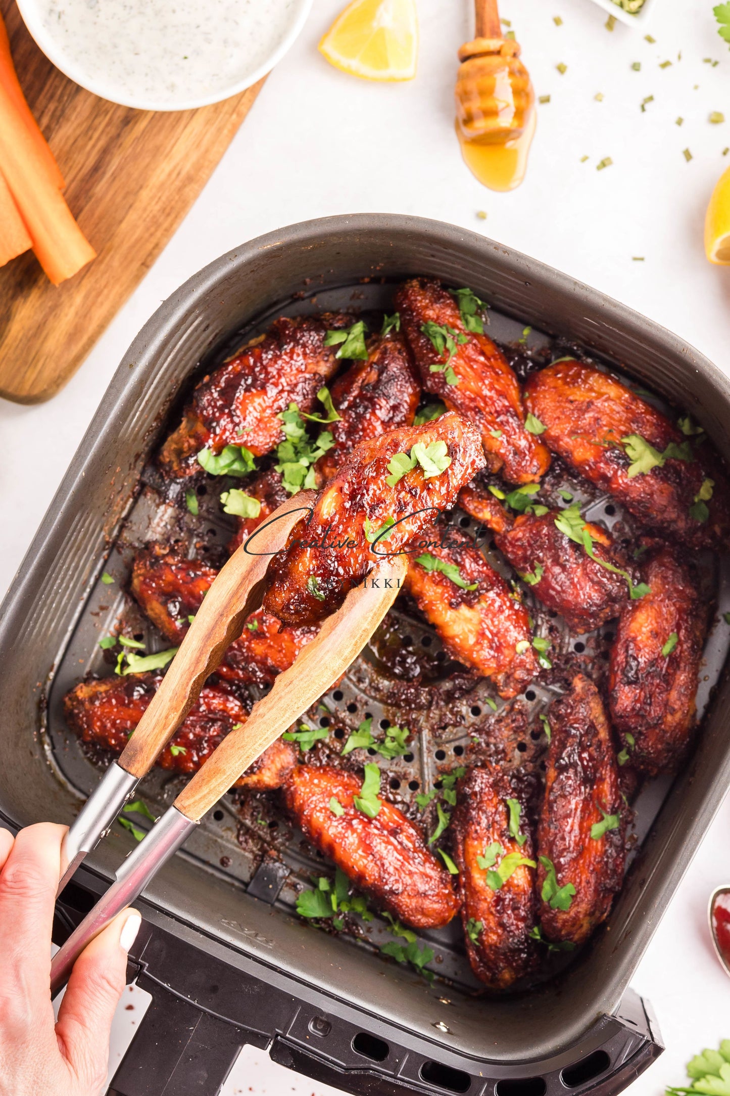 Air Fryer Honey BBQ Chicken Wings + Homemade Ranch Dressing - Exclusive