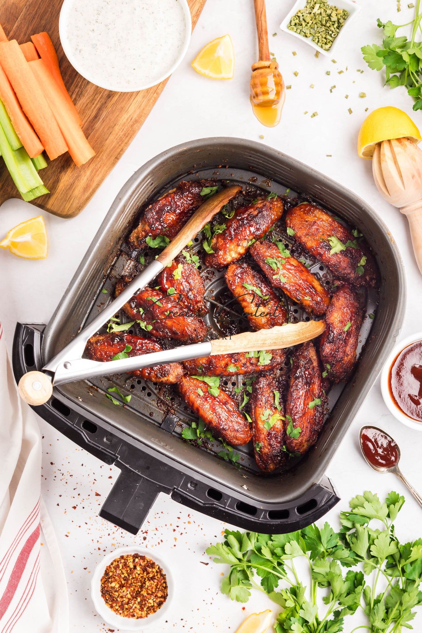 Air Fryer Honey BBQ Chicken Wings + Homemade Ranch Dressing - Exclusive