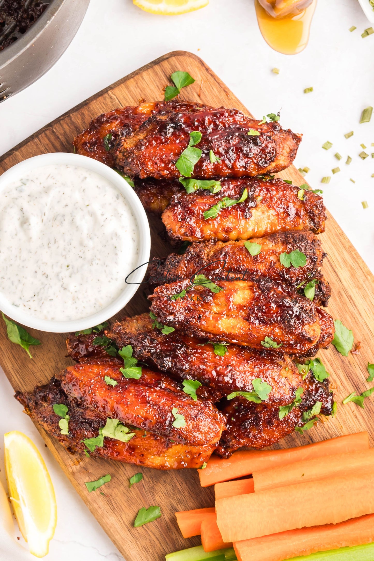 Air Fryer Honey BBQ Chicken Wings + Homemade Ranch Dressing - Exclusive