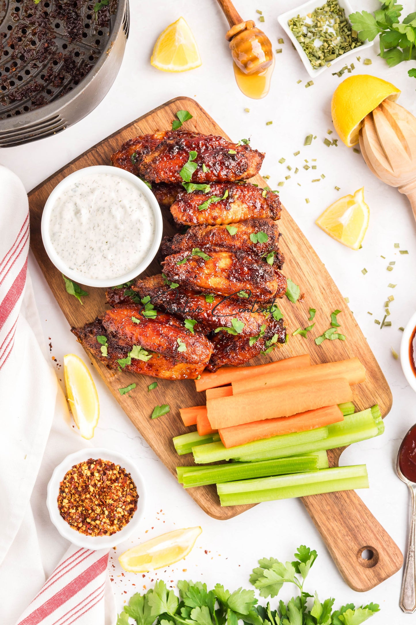 Air Fryer Honey BBQ Chicken Wings + Homemade Ranch Dressing - Exclusive