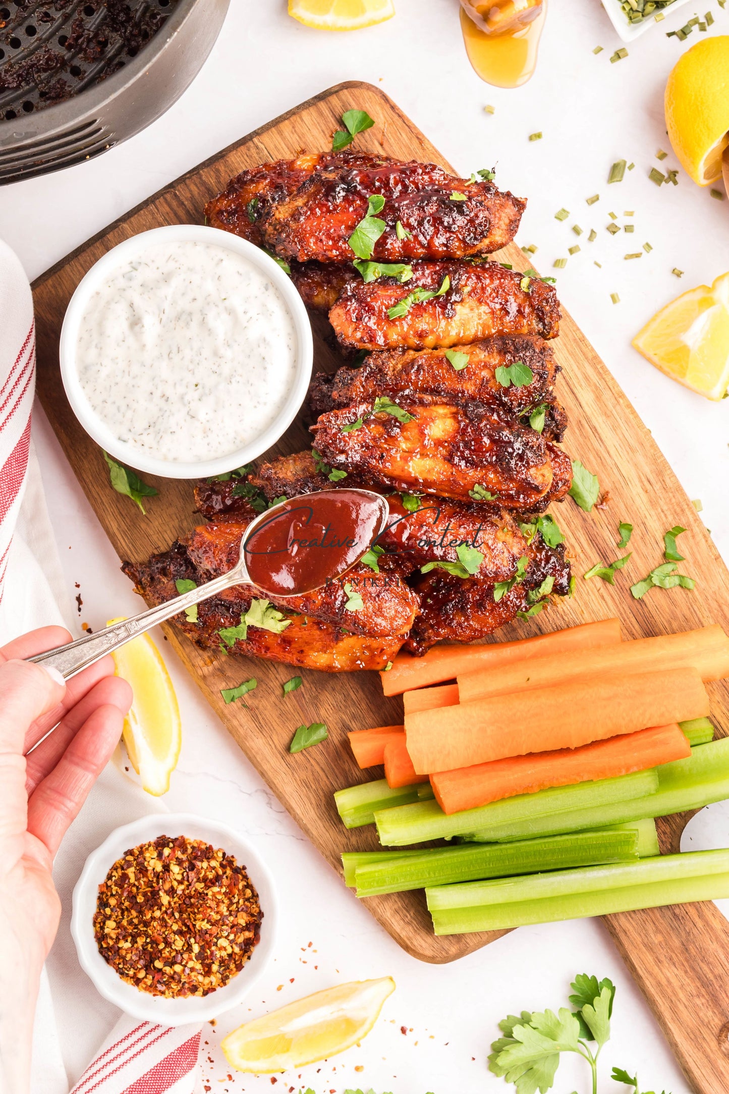 Air Fryer Honey BBQ Chicken Wings + Homemade Ranch Dressing - Exclusive