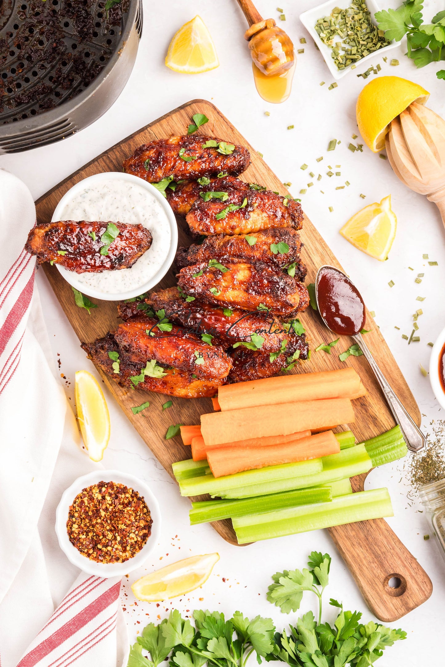 Air Fryer Honey BBQ Chicken Wings + Homemade Ranch Dressing - Exclusive