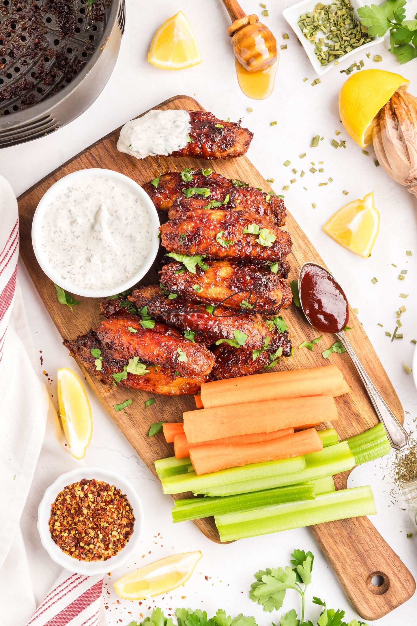 Air Fryer Honey BBQ Chicken Wings + Homemade Ranch Dressing - Exclusive