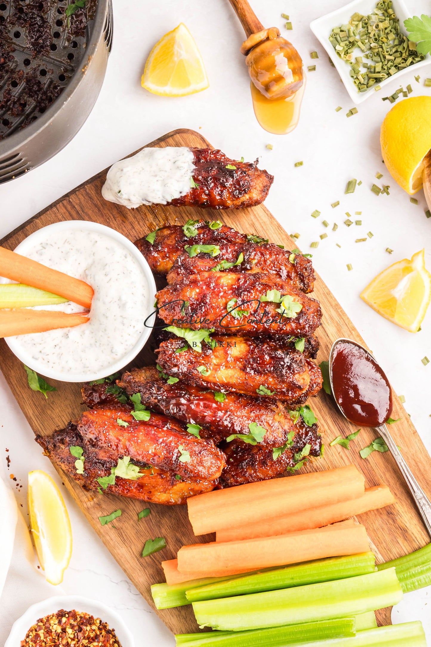 Air Fryer Honey BBQ Chicken Wings + Homemade Ranch Dressing - Exclusive