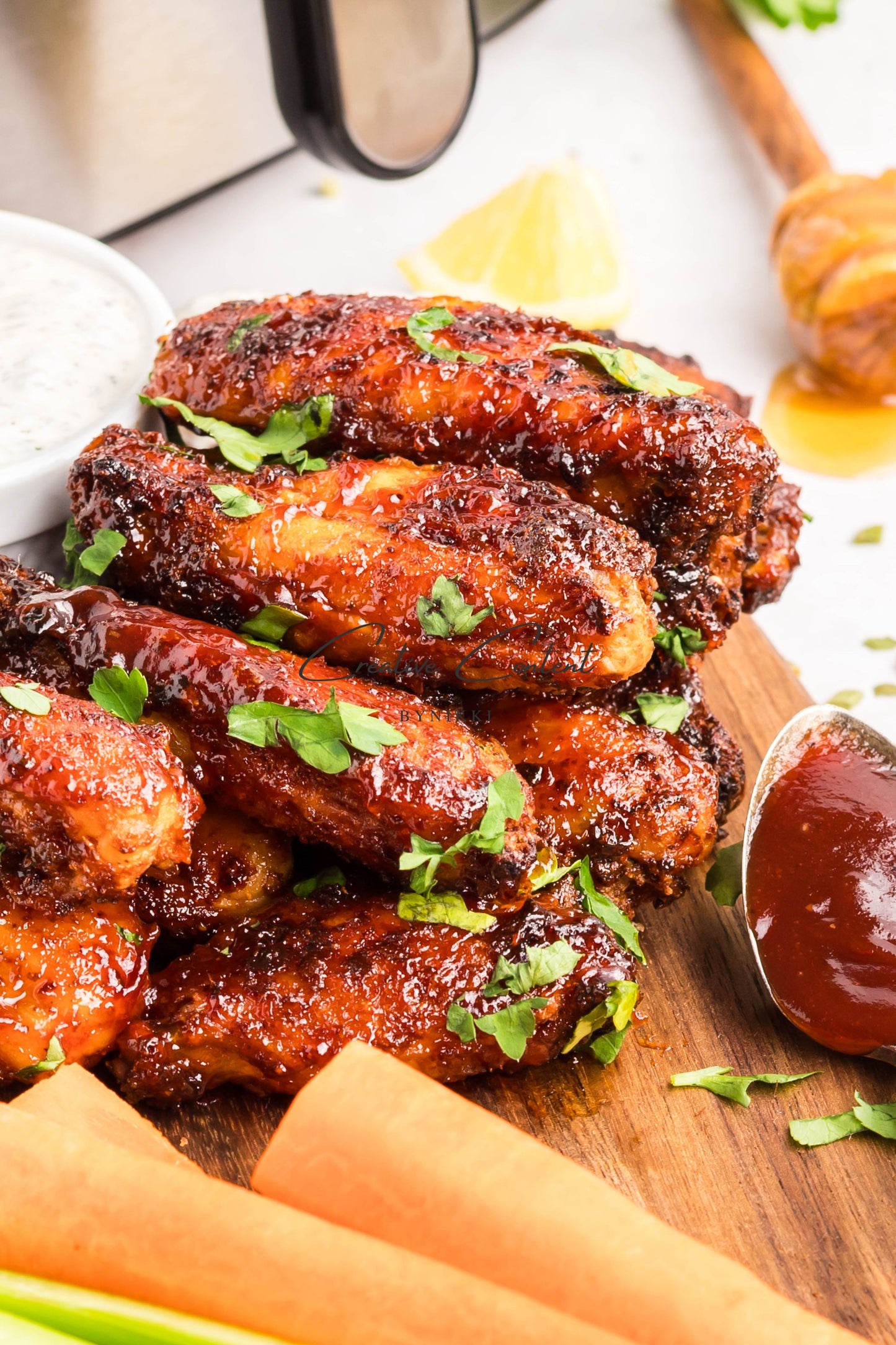 Air Fryer Honey BBQ Chicken Wings + Homemade Ranch Dressing - Exclusive