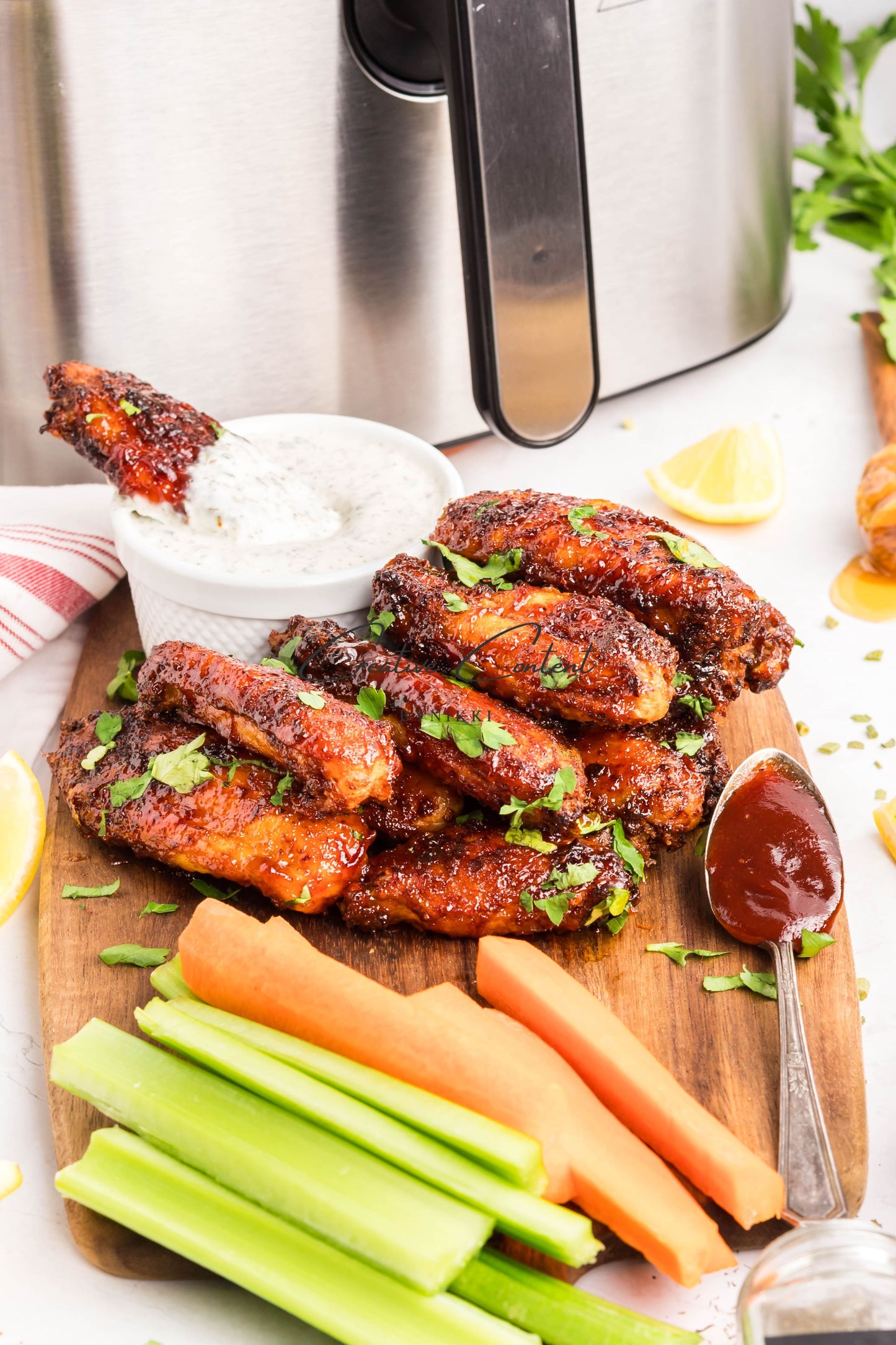 Air Fryer Honey BBQ Chicken Wings + Homemade Ranch Dressing - Exclusive