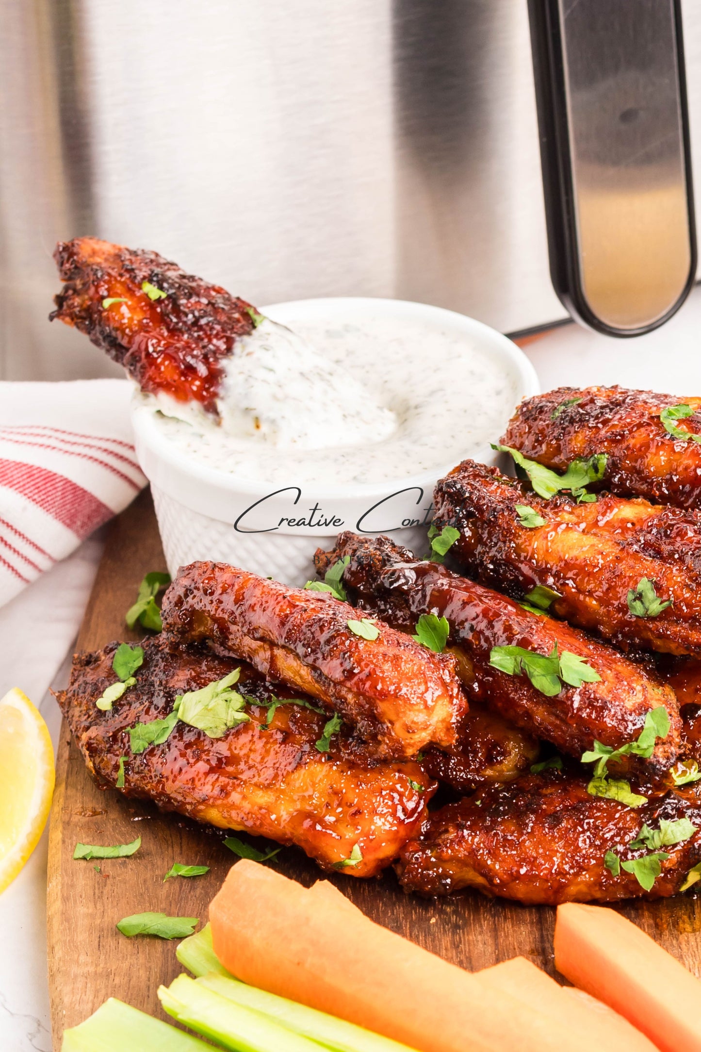 Air Fryer Honey BBQ Chicken Wings + Homemade Ranch Dressing - Exclusive