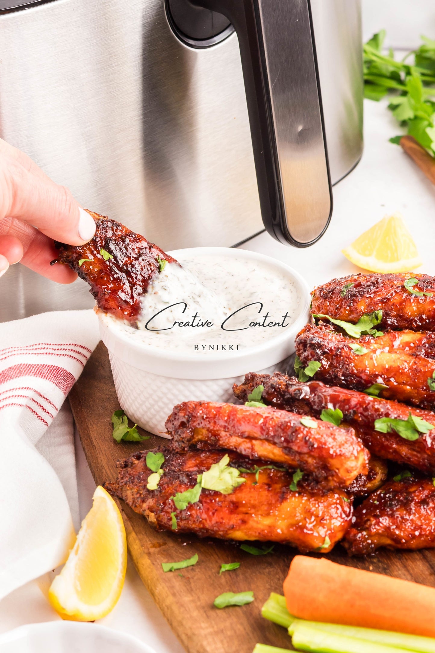 Air Fryer Honey BBQ Chicken Wings + Homemade Ranch Dressing - Exclusive