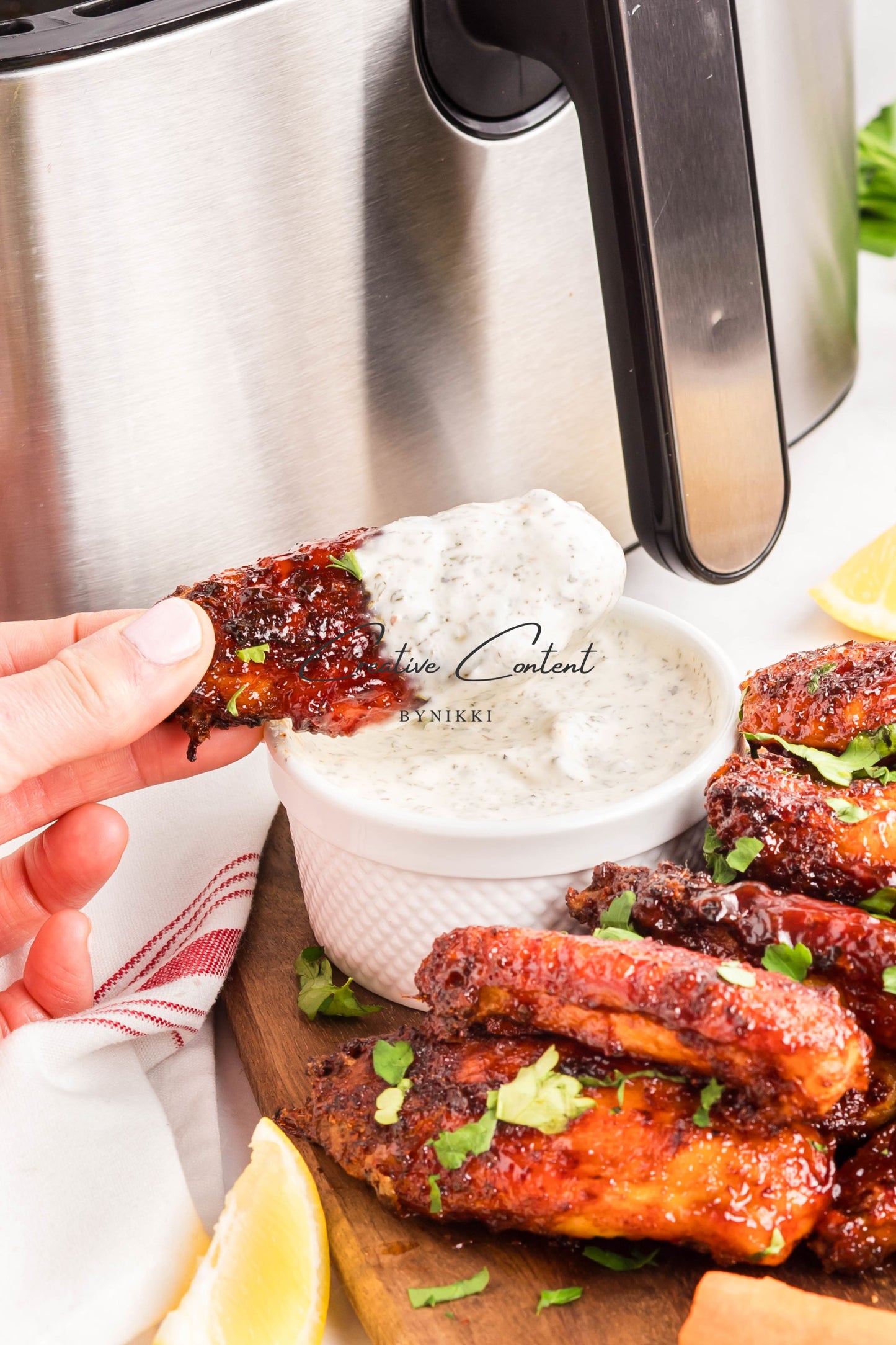 Air Fryer Honey BBQ Chicken Wings + Homemade Ranch Dressing - Exclusive