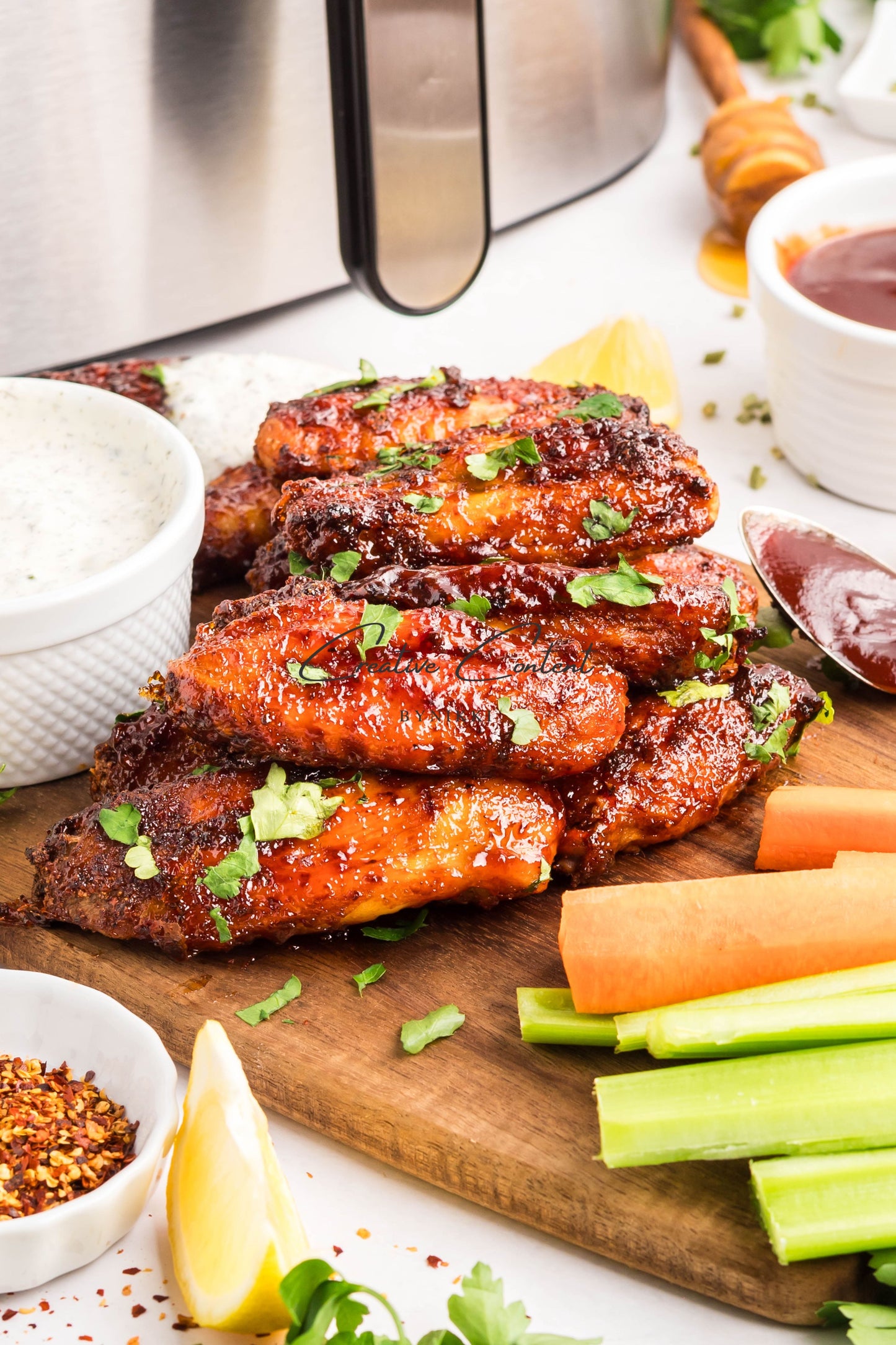 Air Fryer Honey BBQ Chicken Wings + Homemade Ranch Dressing - Exclusive