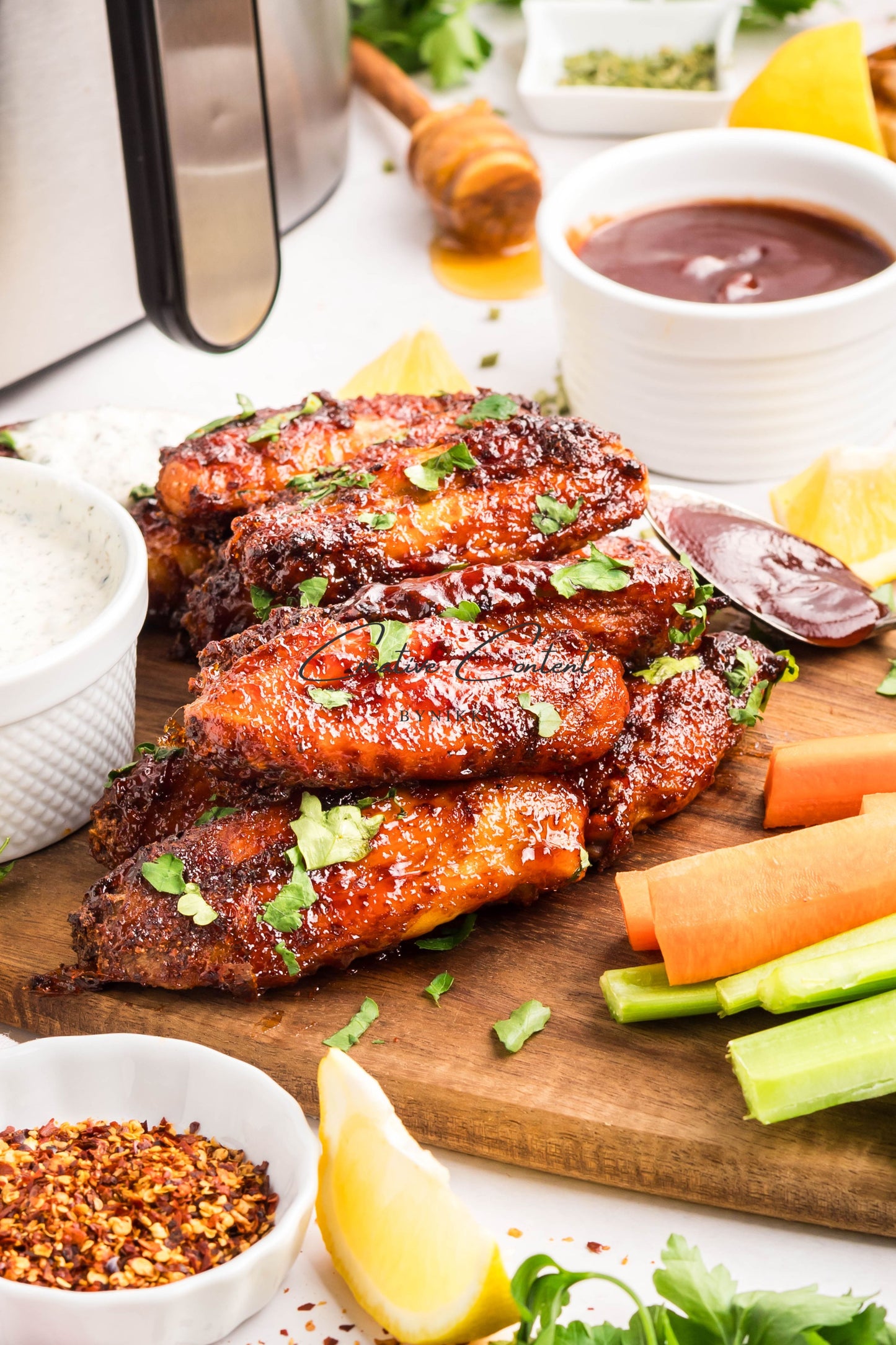Air Fryer Honey BBQ Chicken Wings + Homemade Ranch Dressing - Exclusive