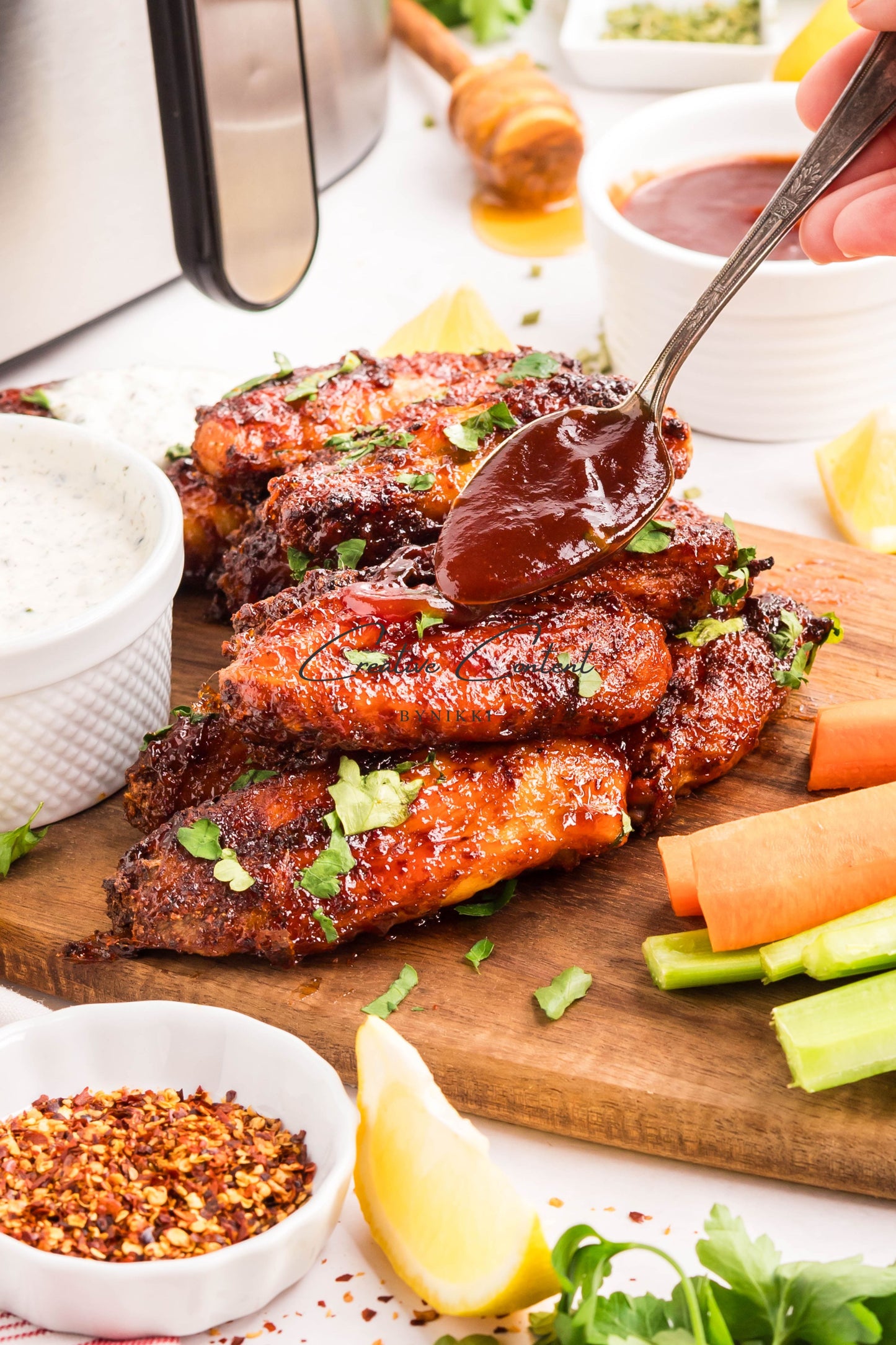 Air Fryer Honey BBQ Chicken Wings + Homemade Ranch Dressing - Exclusive