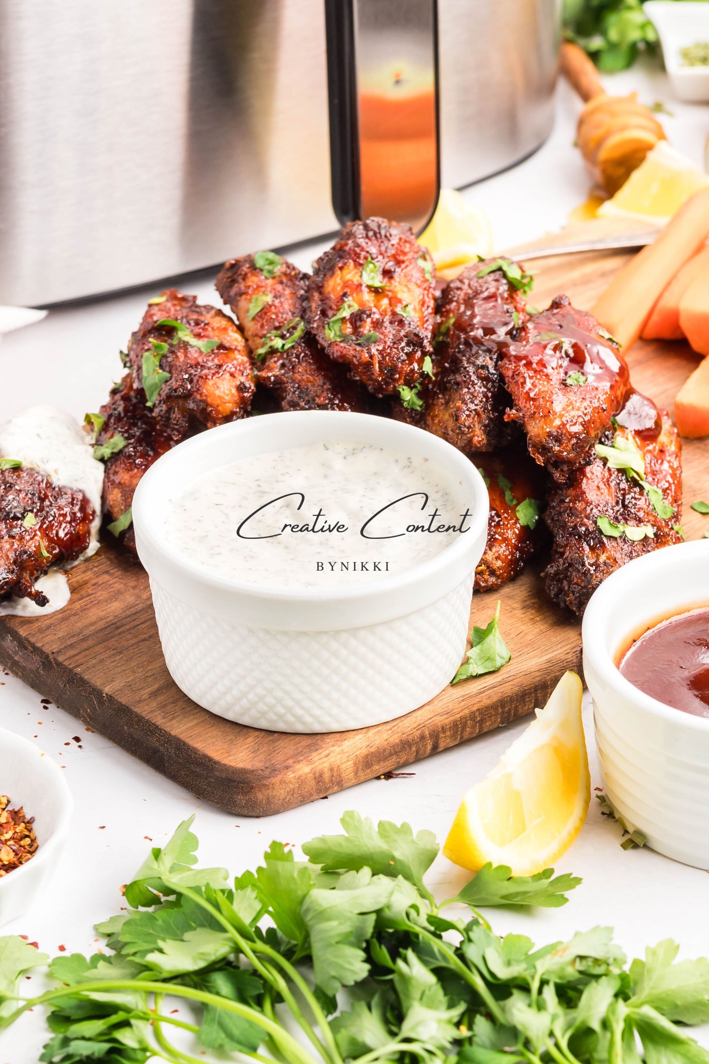 Air Fryer Honey BBQ Chicken Wings + Homemade Ranch Dressing - Exclusive