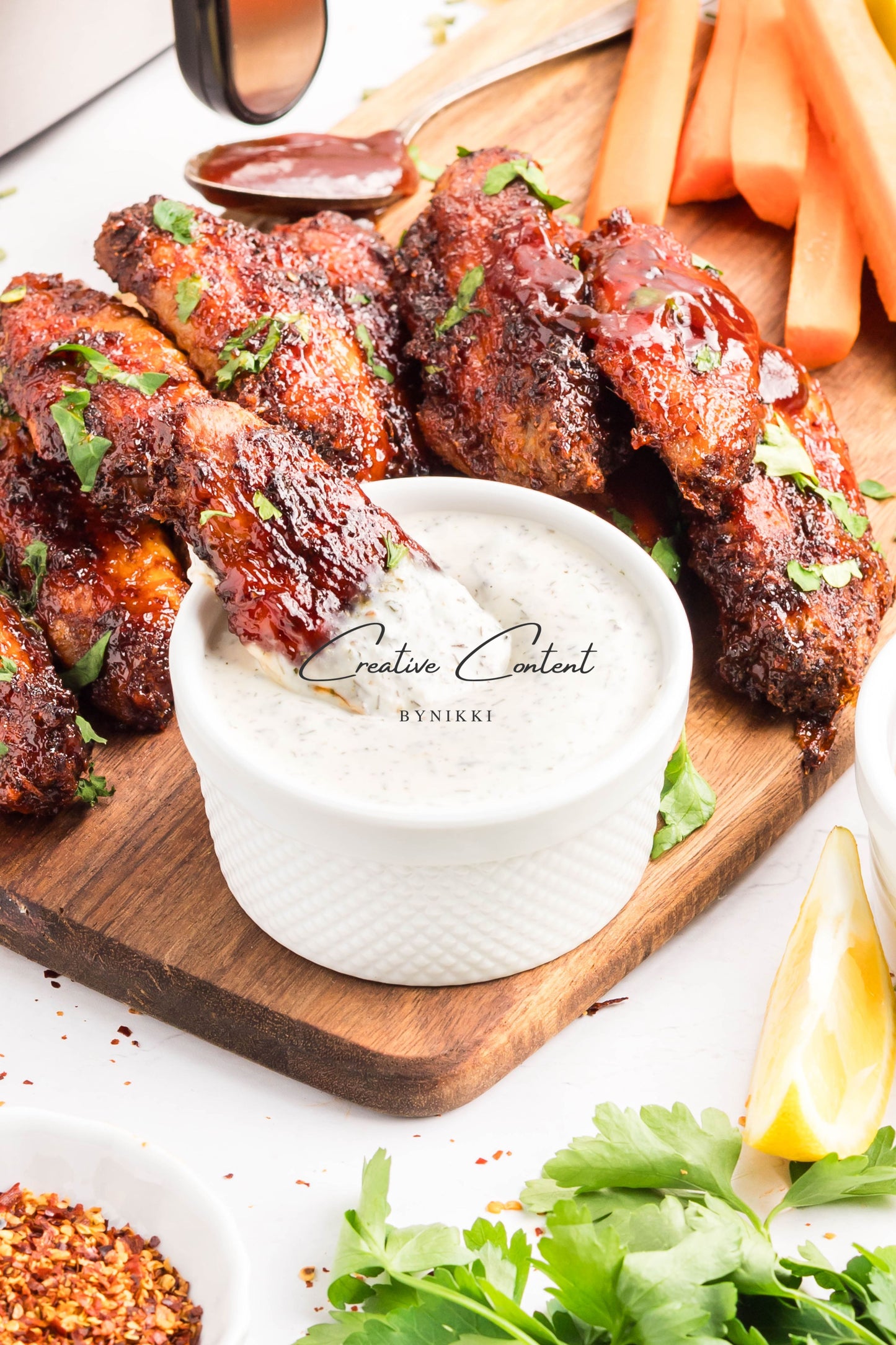 Air Fryer Honey BBQ Chicken Wings + Homemade Ranch Dressing - Exclusive