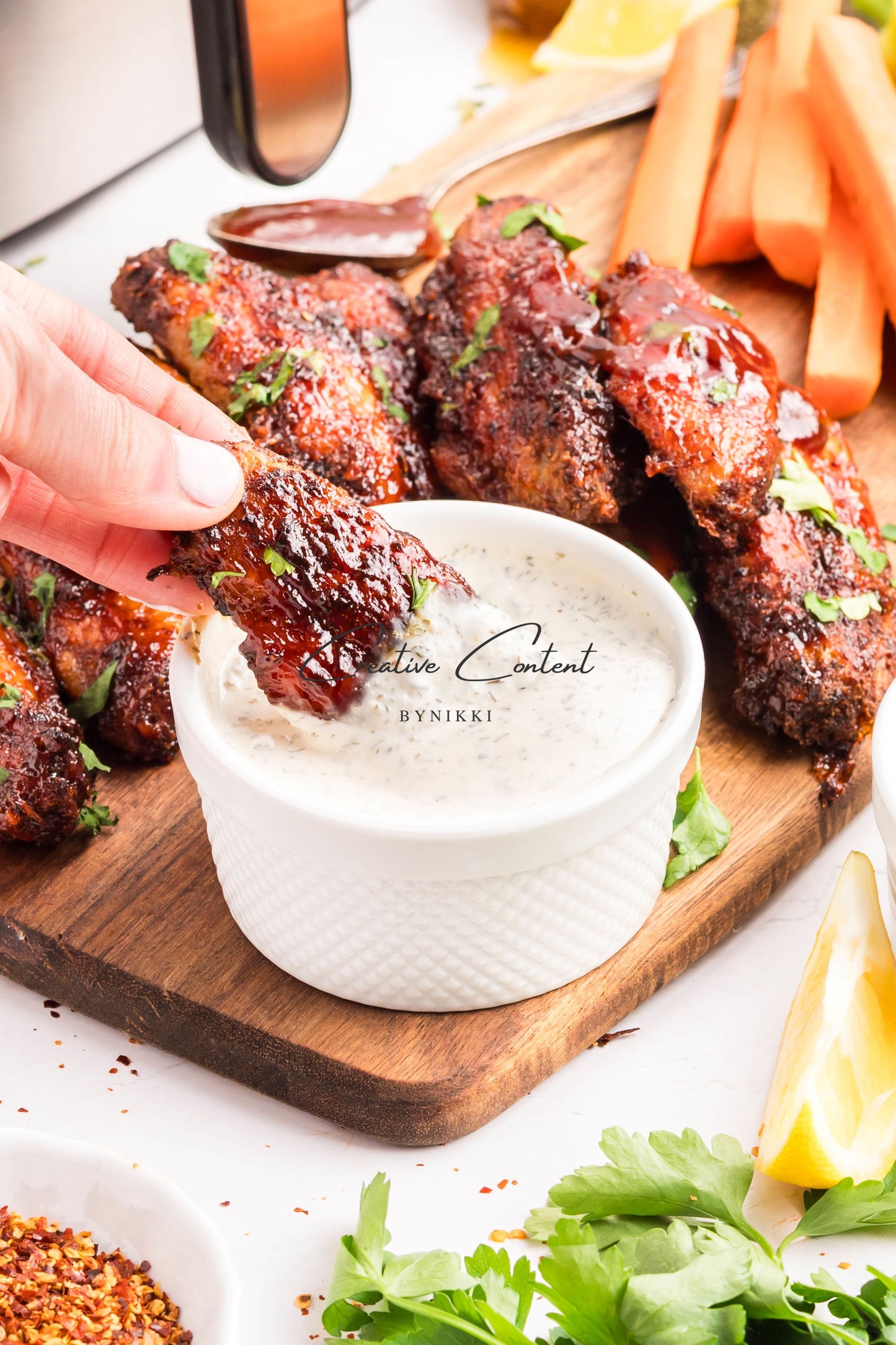 Air Fryer Honey BBQ Chicken Wings + Homemade Ranch Dressing - Exclusive