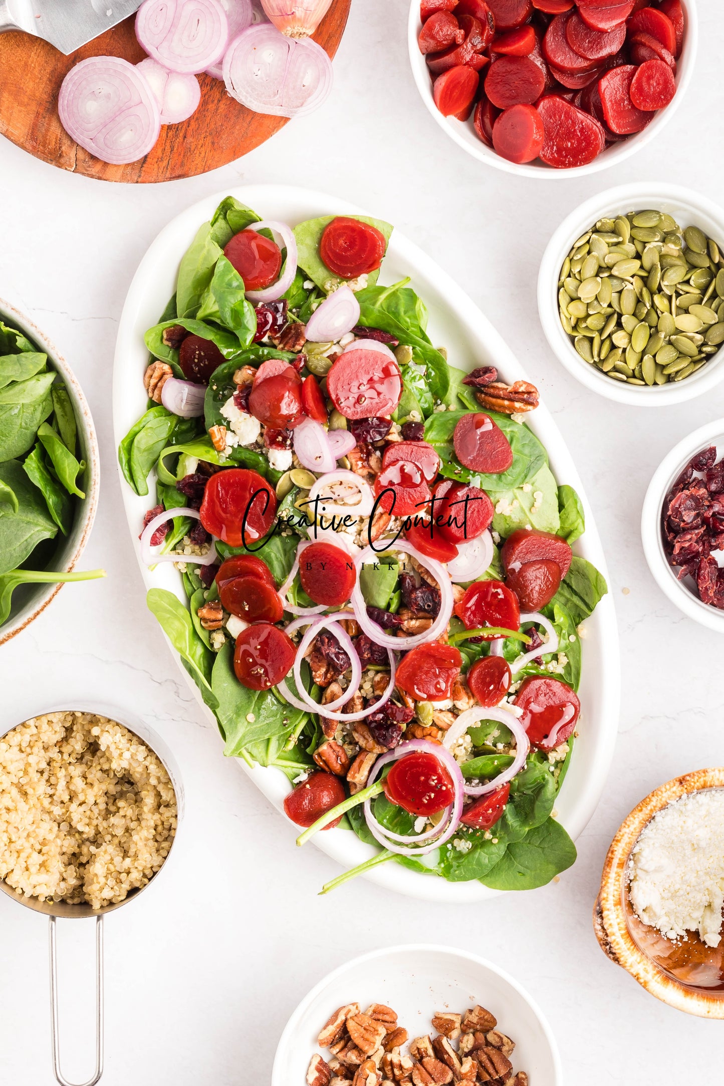 Beet Salad With Feta Cheese + Mint Vinaigrette
- Set 1 of 2