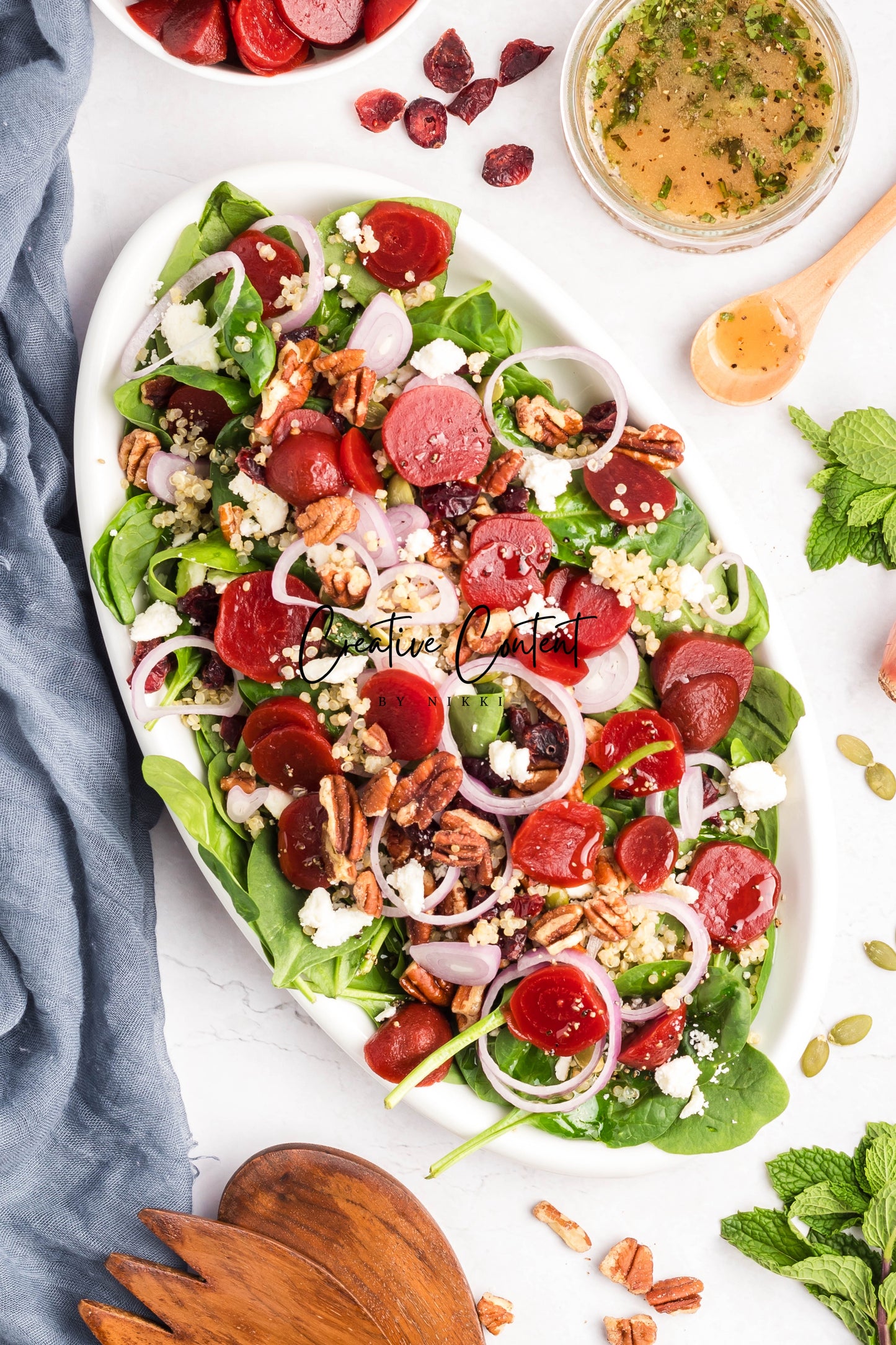 Beet Salad With Feta Cheese + Mint Vinaigrette
- Set 1 of 2
