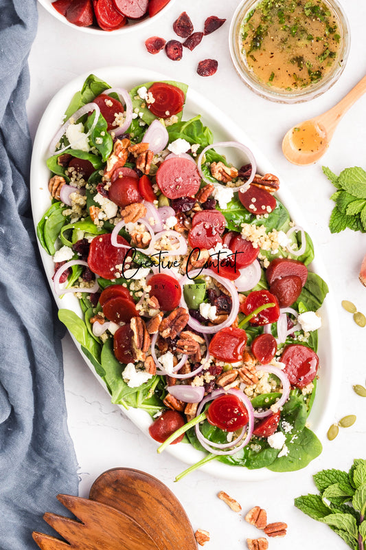 Beet Salad With Feta Cheese + Mint Vinaigrette
 - Set 1 of 2