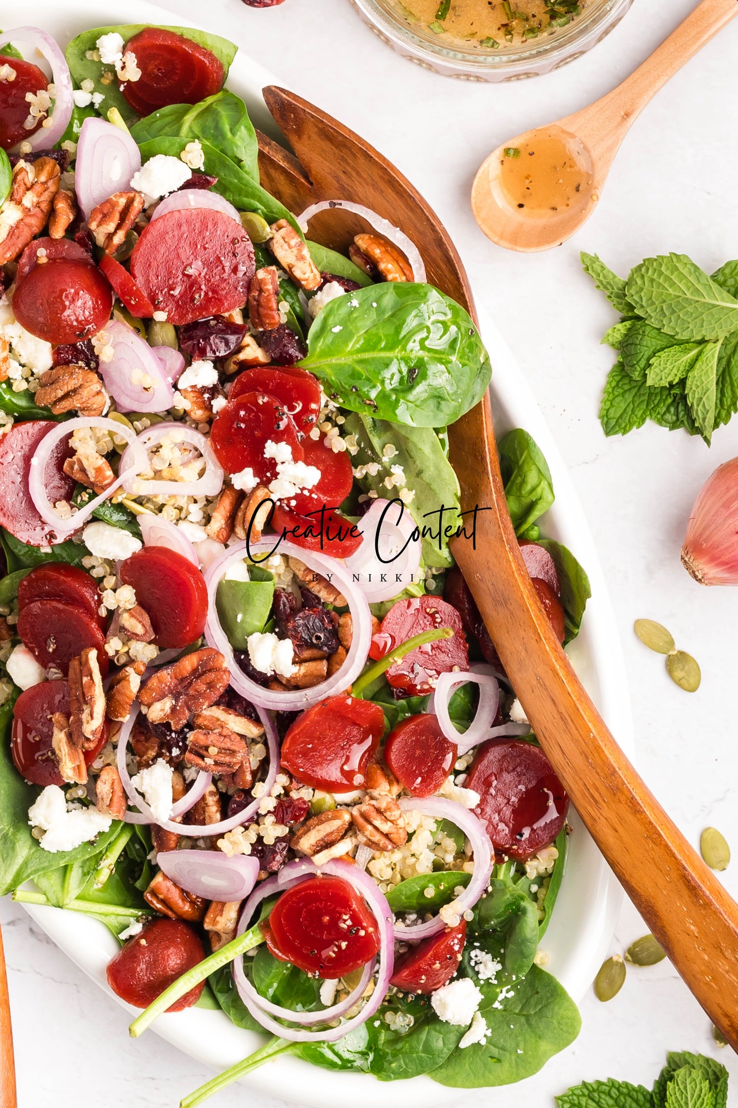 Beet Salad With Feta Cheese + Mint Vinaigrette
- Set 1 of 2
