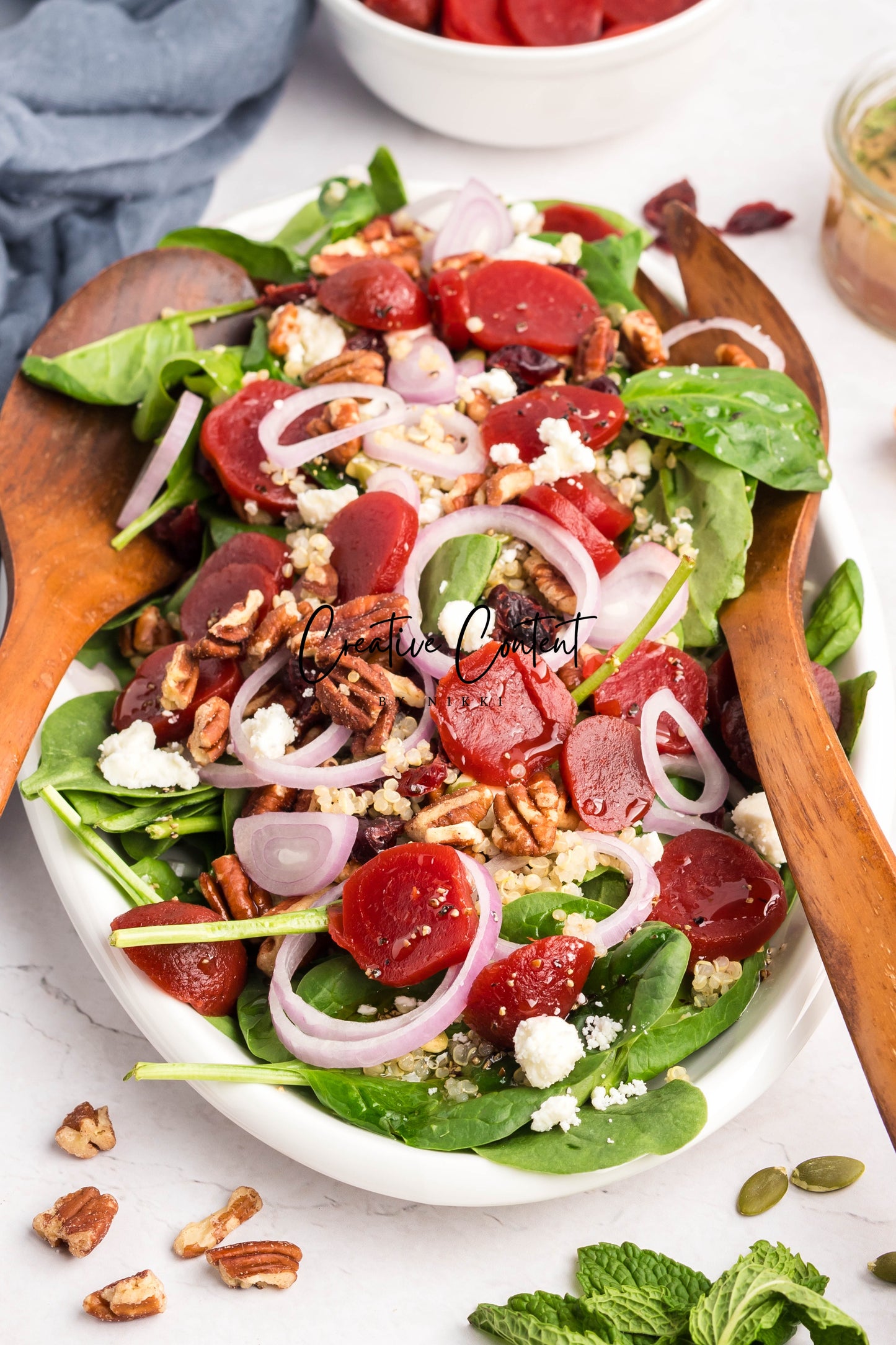 Beet Salad With Feta Cheese + Mint Vinaigrette
- Set 1 of 2