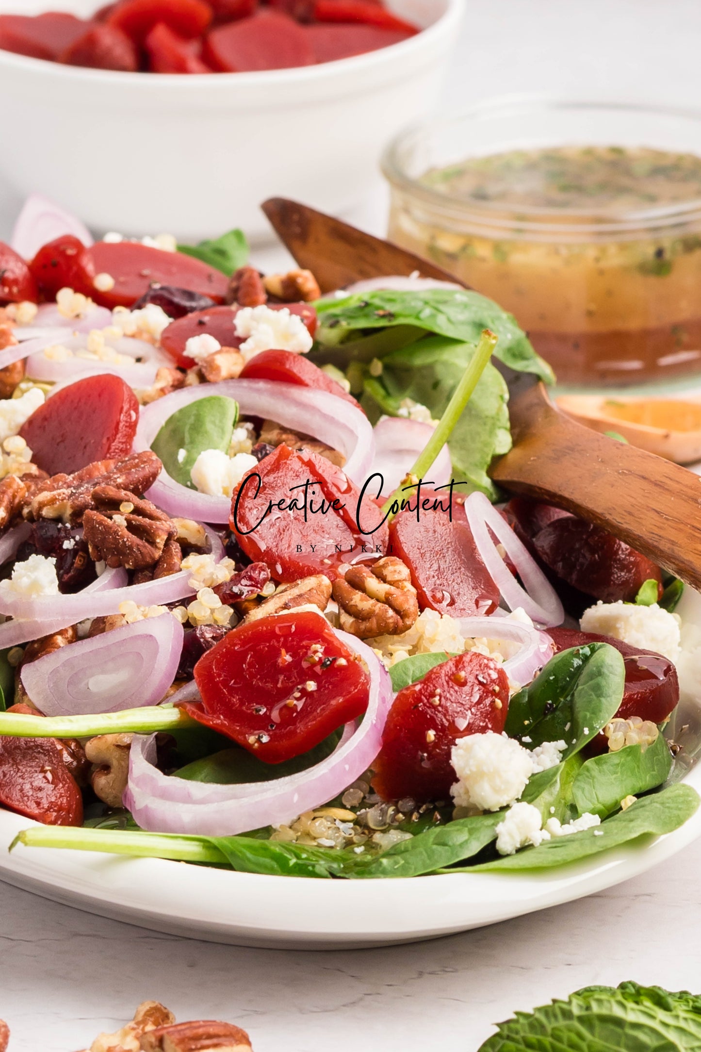 Beet Salad With Feta Cheese + Mint Vinaigrette
- Set 1 of 2