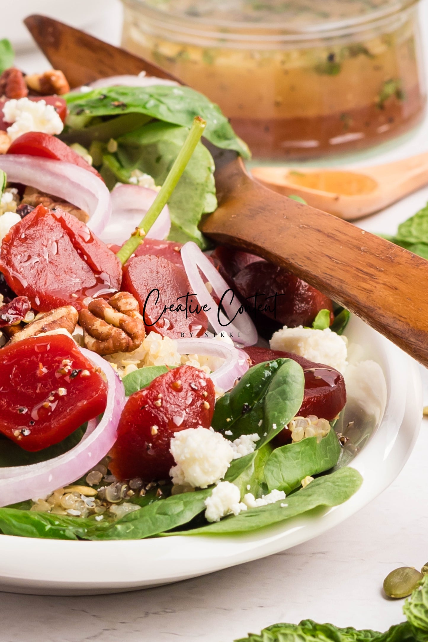 Beet Salad With Feta Cheese + Mint Vinaigrette
- Set 1 of 2