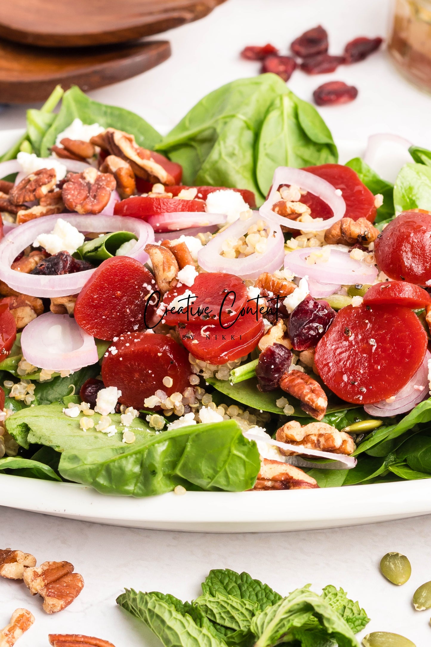 Beet Salad With Feta Cheese + Mint Vinaigrette
- Set 1 of 2