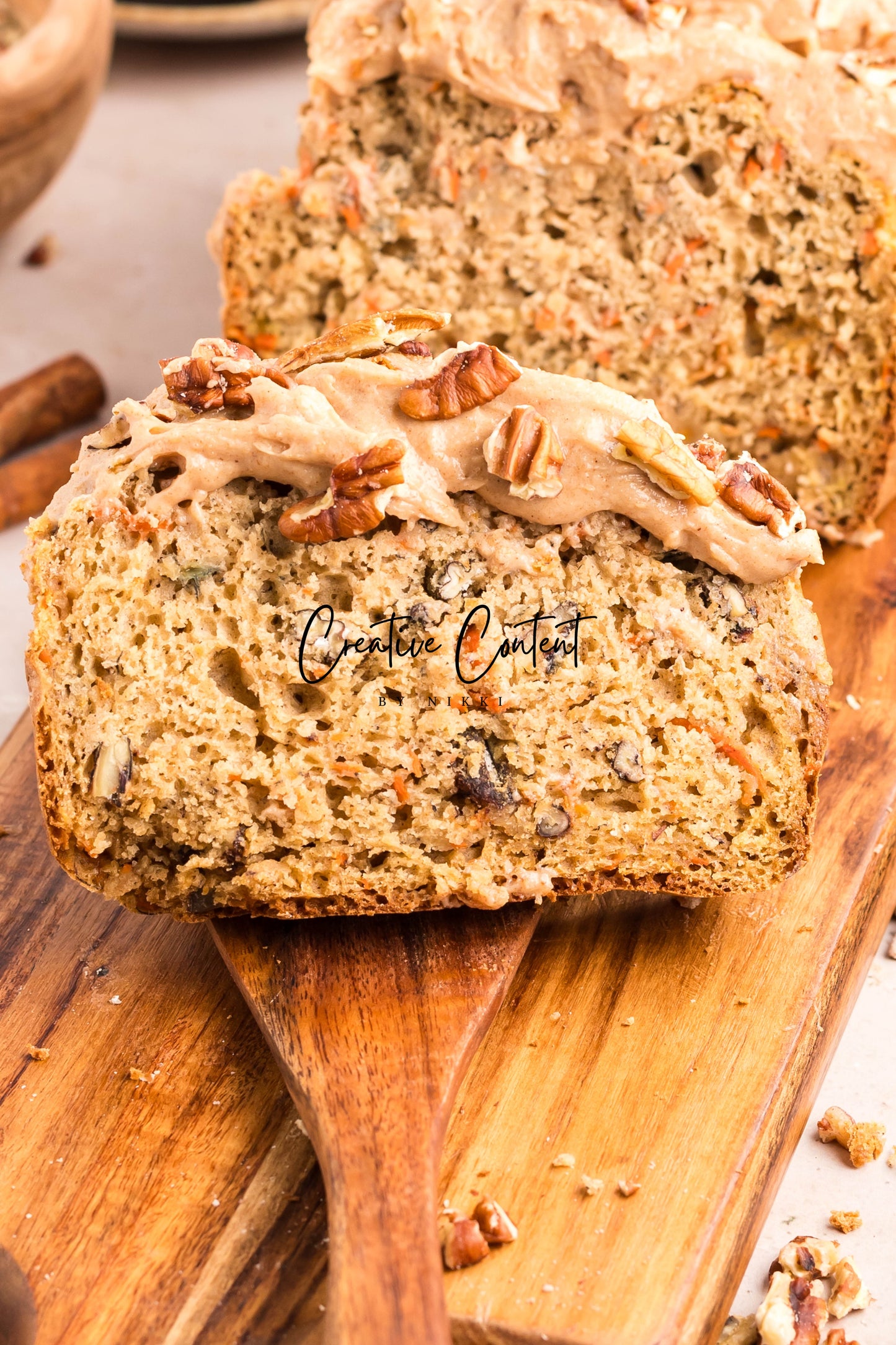 Carrot Cake Loaf Cake + Cinnamon Cream Cheese Frosting
- Exclusive