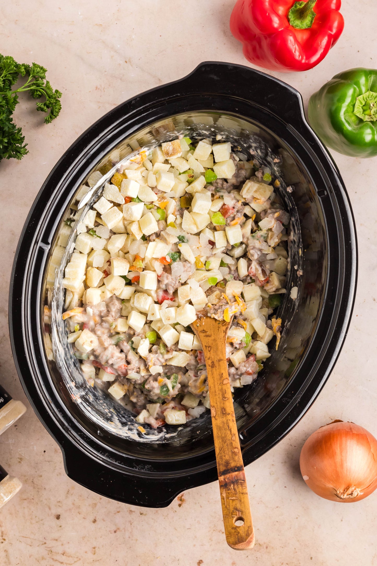 Crock Pot Cheesesteak Potato Casserole - Exclusive