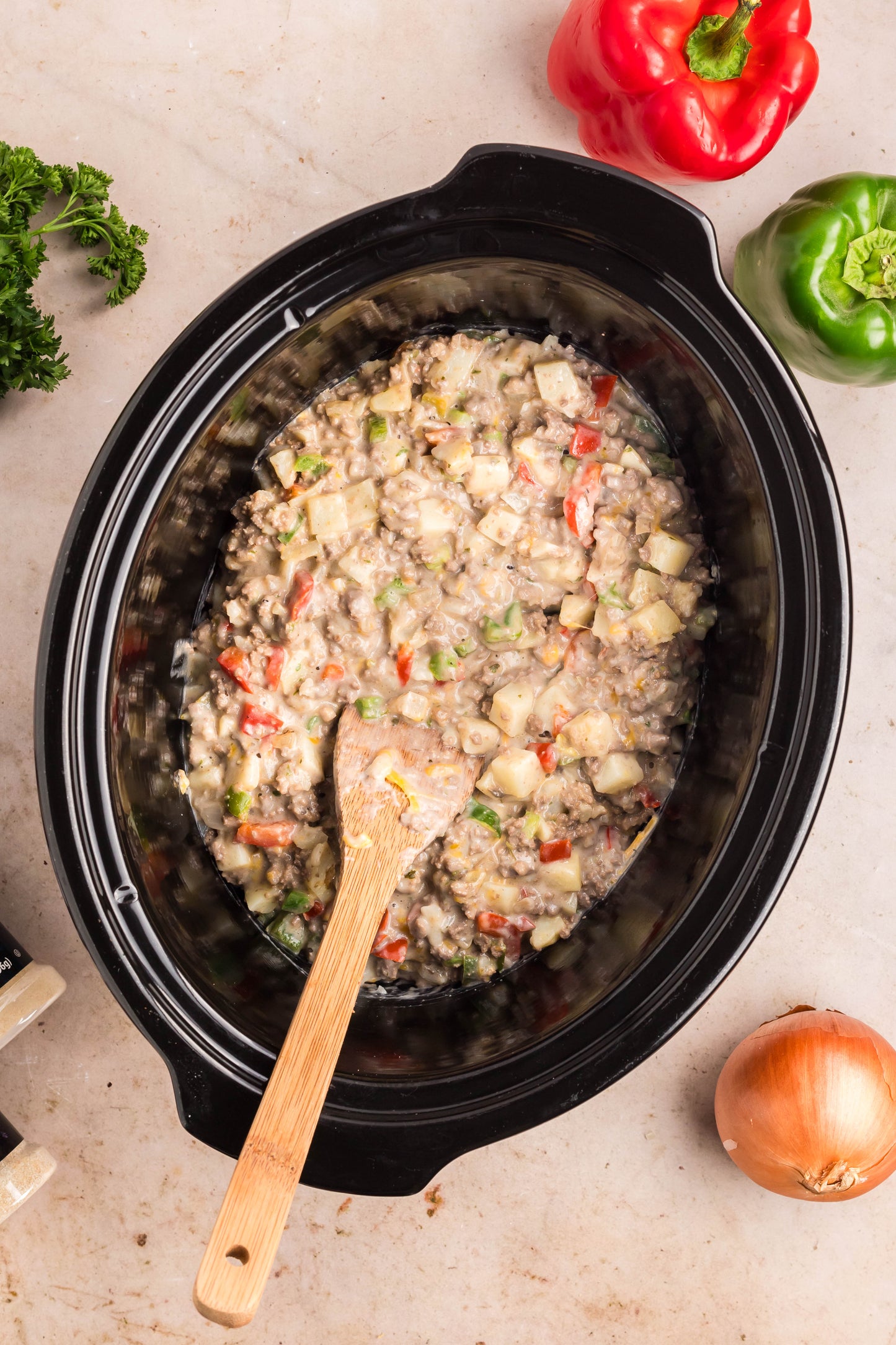 Crock Pot Cheesesteak Potato Casserole - Exclusive