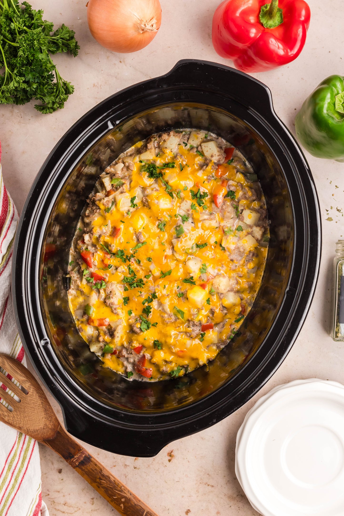 Crock Pot Cheesesteak Potato Casserole - Exclusive