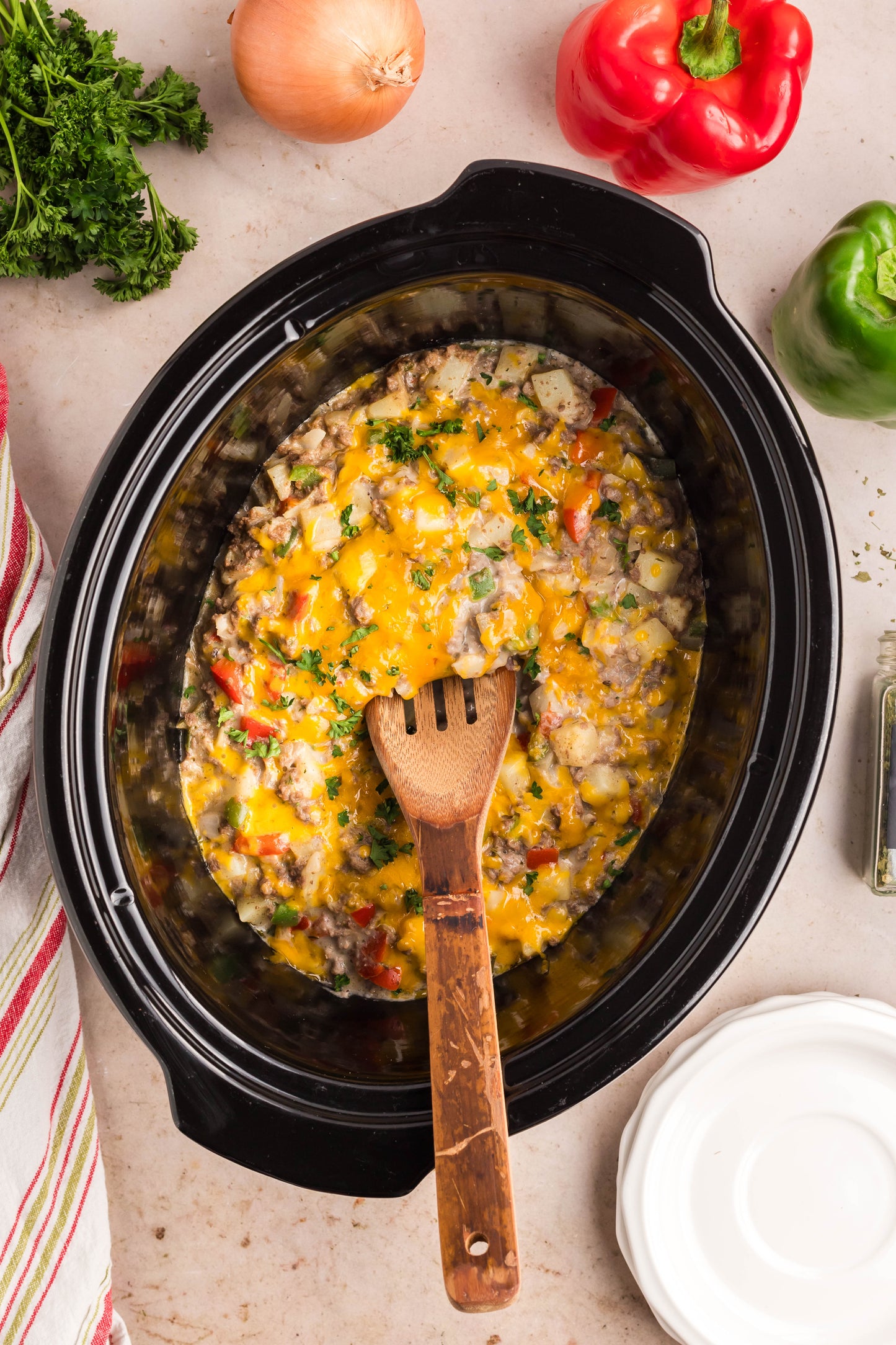 Crock Pot Cheesesteak Potato Casserole - Exclusive