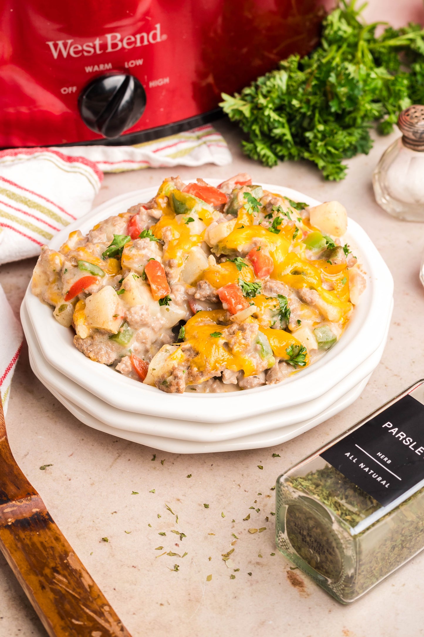 Crock Pot Cheesesteak Potato Casserole - Exclusive